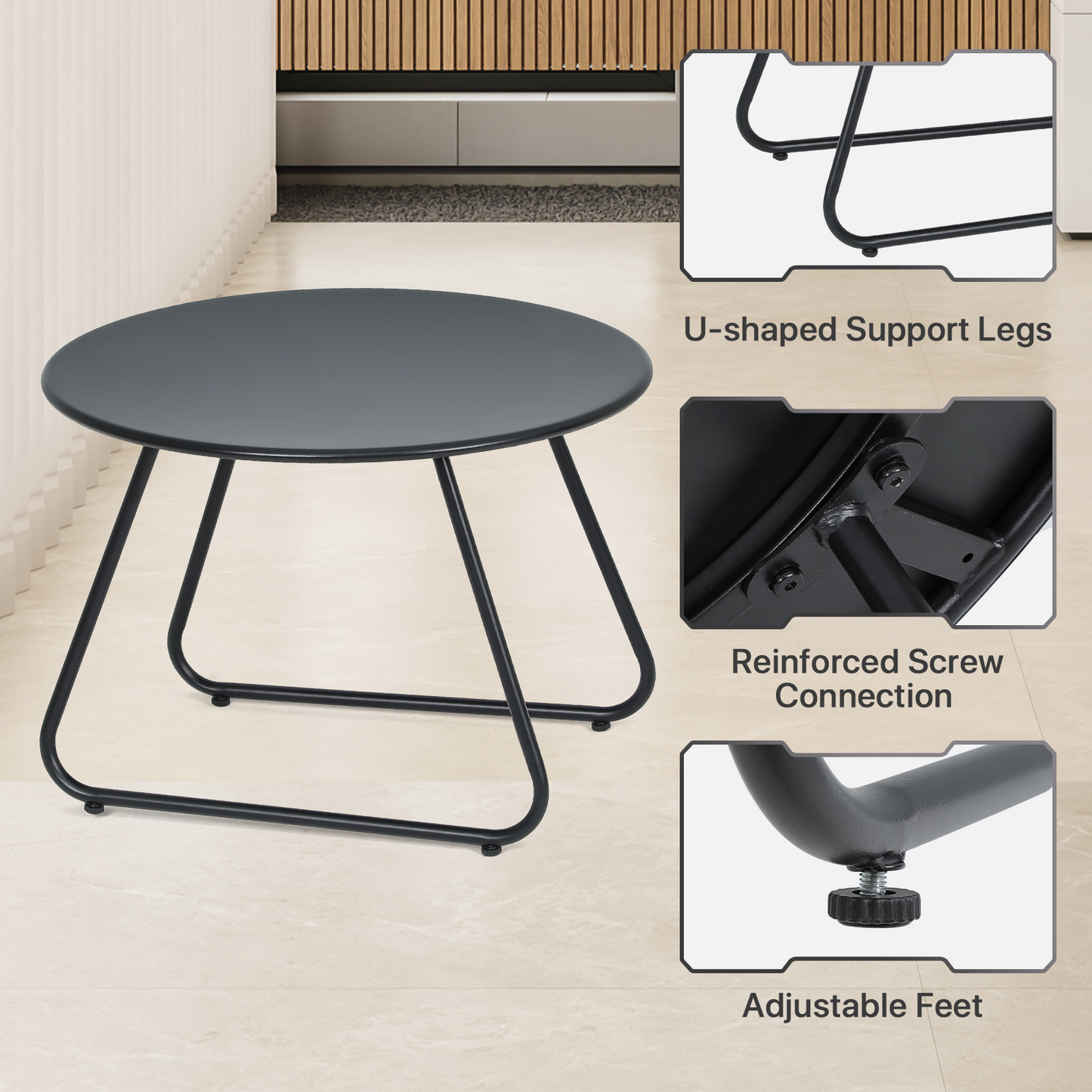 Set of 2 Steel Round Table - 24 Inch & 20 Inch