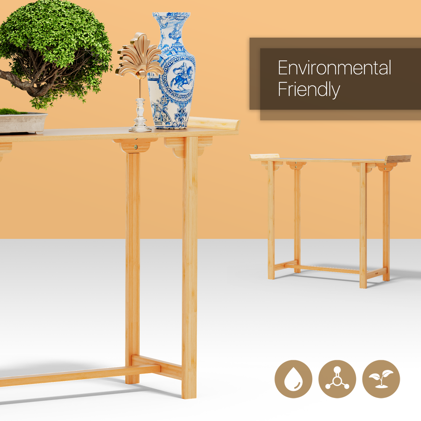 40" Width Bamboo Entryway Table - Brown