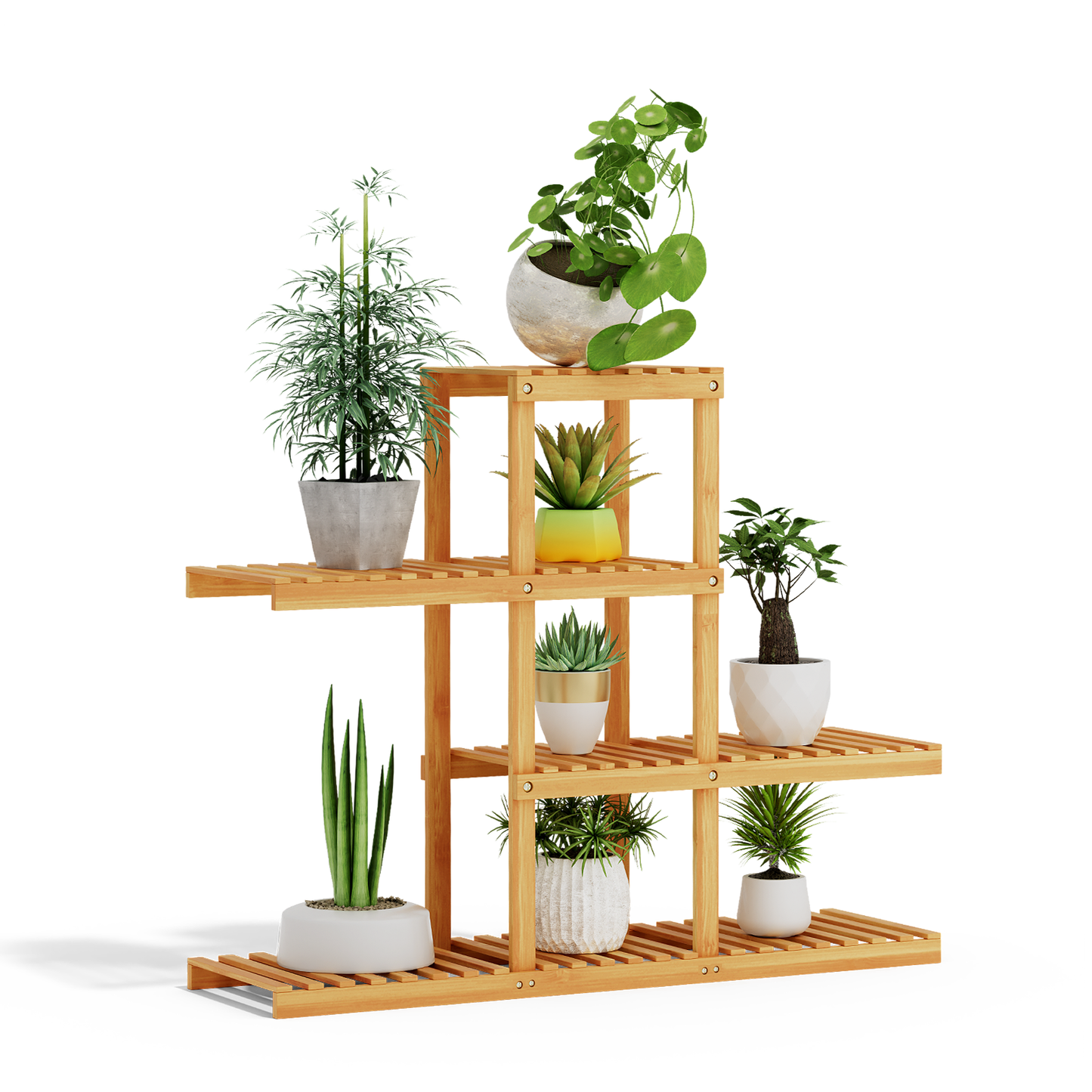 38" Carbonized Wooden Plant Rack - Brown