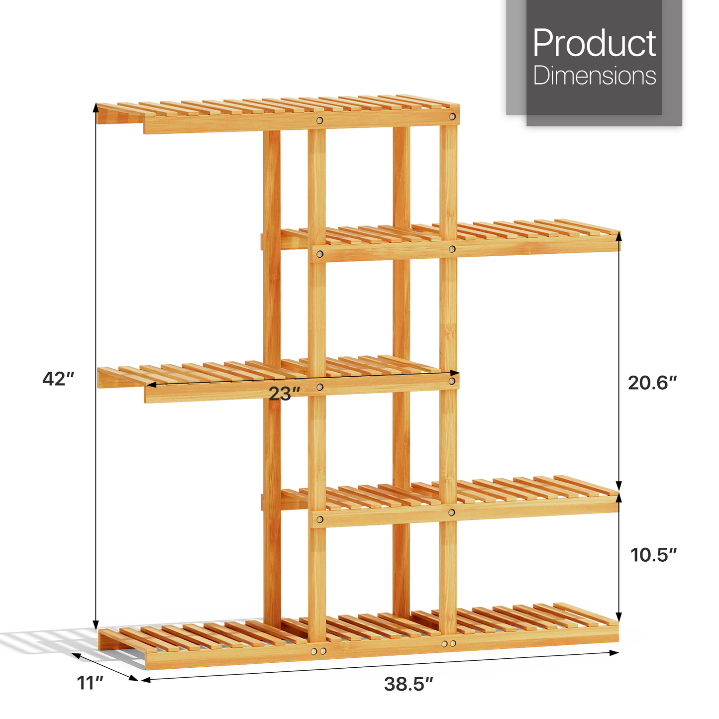 38" Carbonized Wooden Plant Rack - Brown