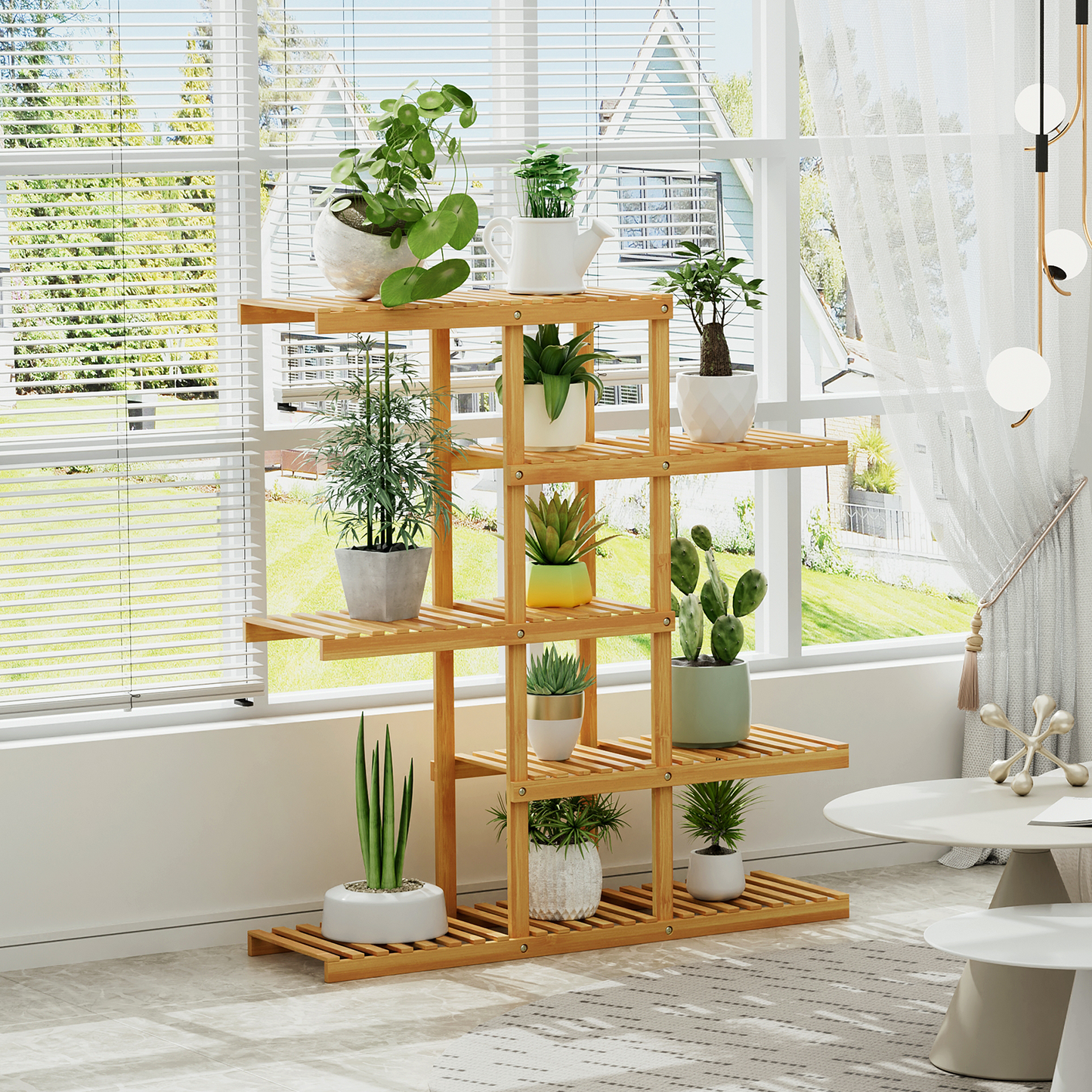 38" Carbonized Wooden Plant Rack - Brown