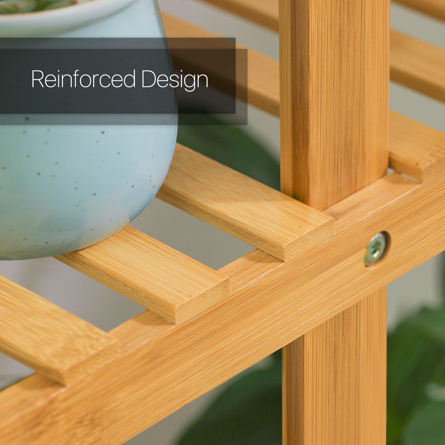 38" Carbonized Wooden Plant Rack - Brown