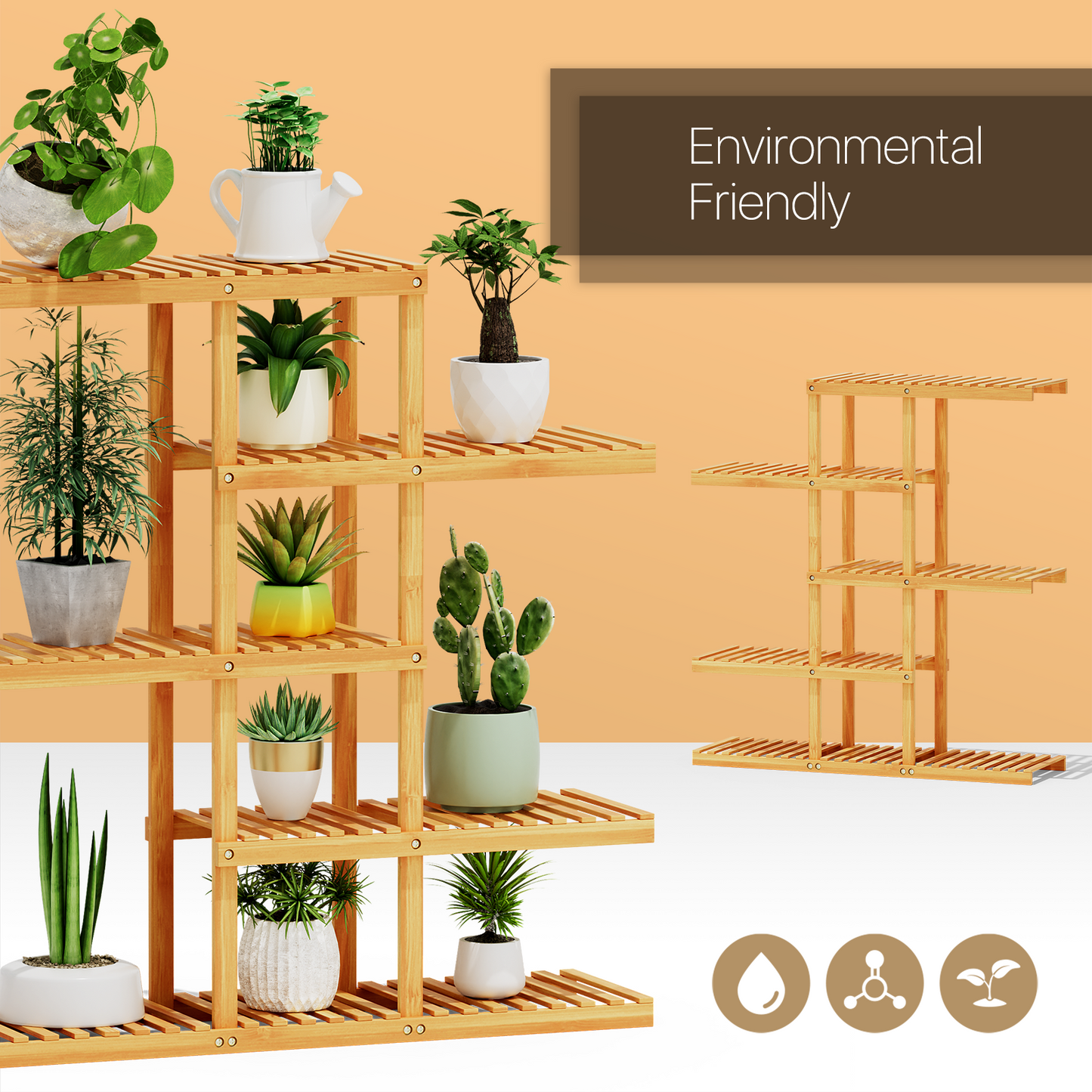 38" Carbonized Wooden Plant Rack - Brown