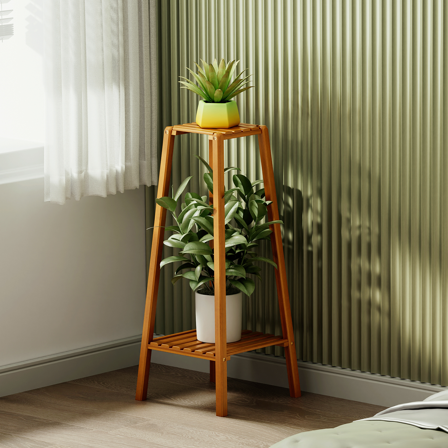 Bamboo 2 Tier Plant Stand - Brown