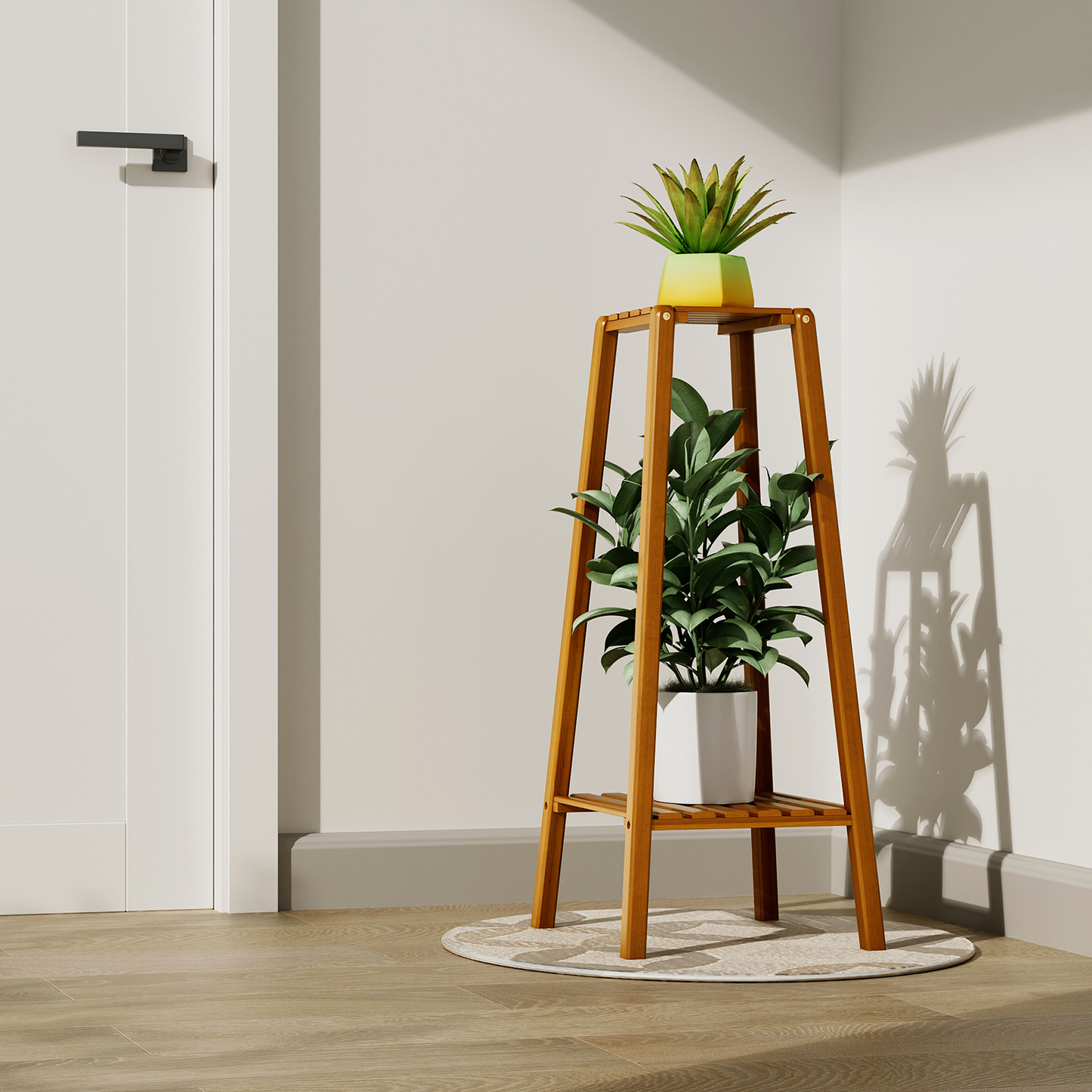 Bamboo 2 Tier Plant Stand - Brown