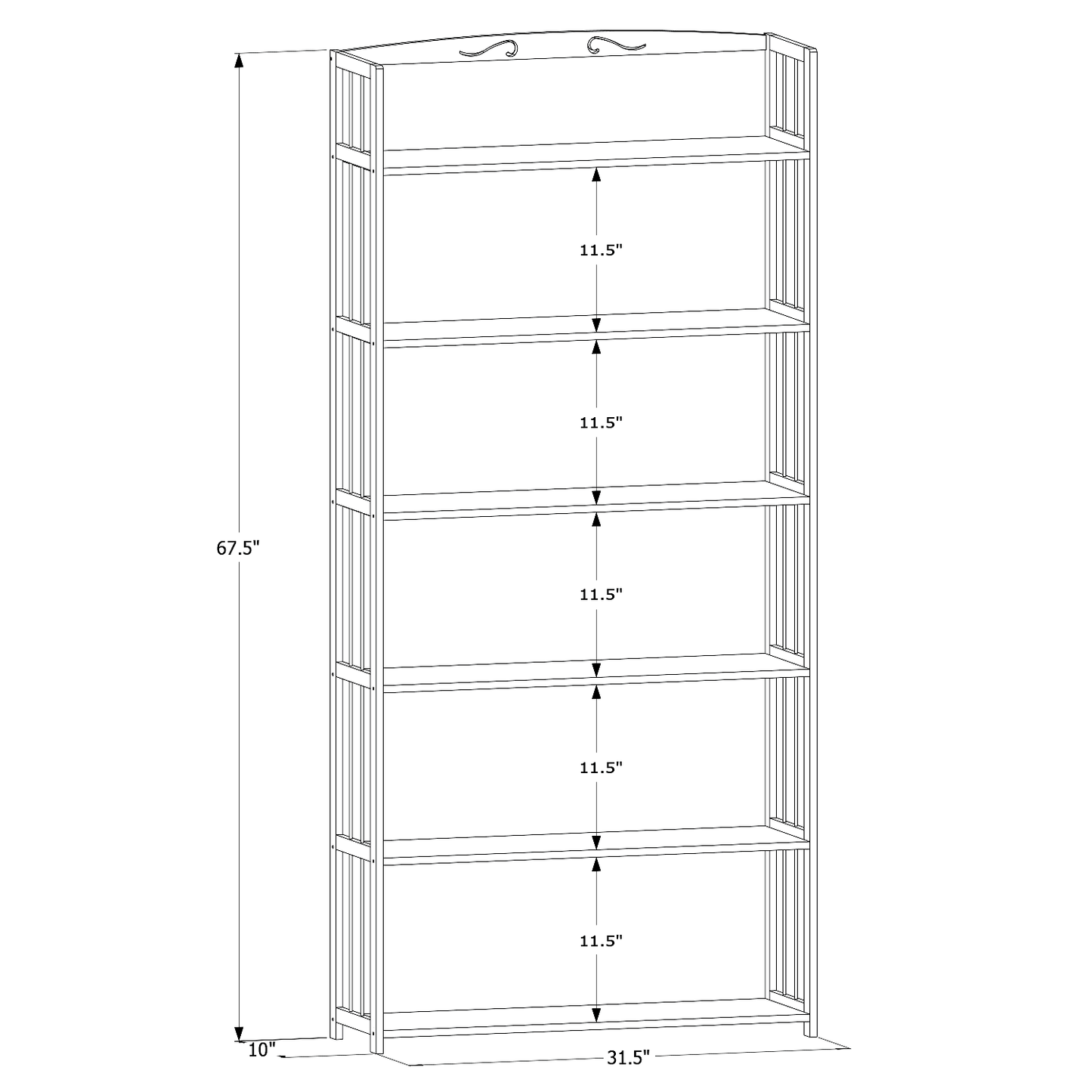 Adjustable Multi-Functional Shelving Organizer - Enclosed Back Panel - 6 Tier - Natural