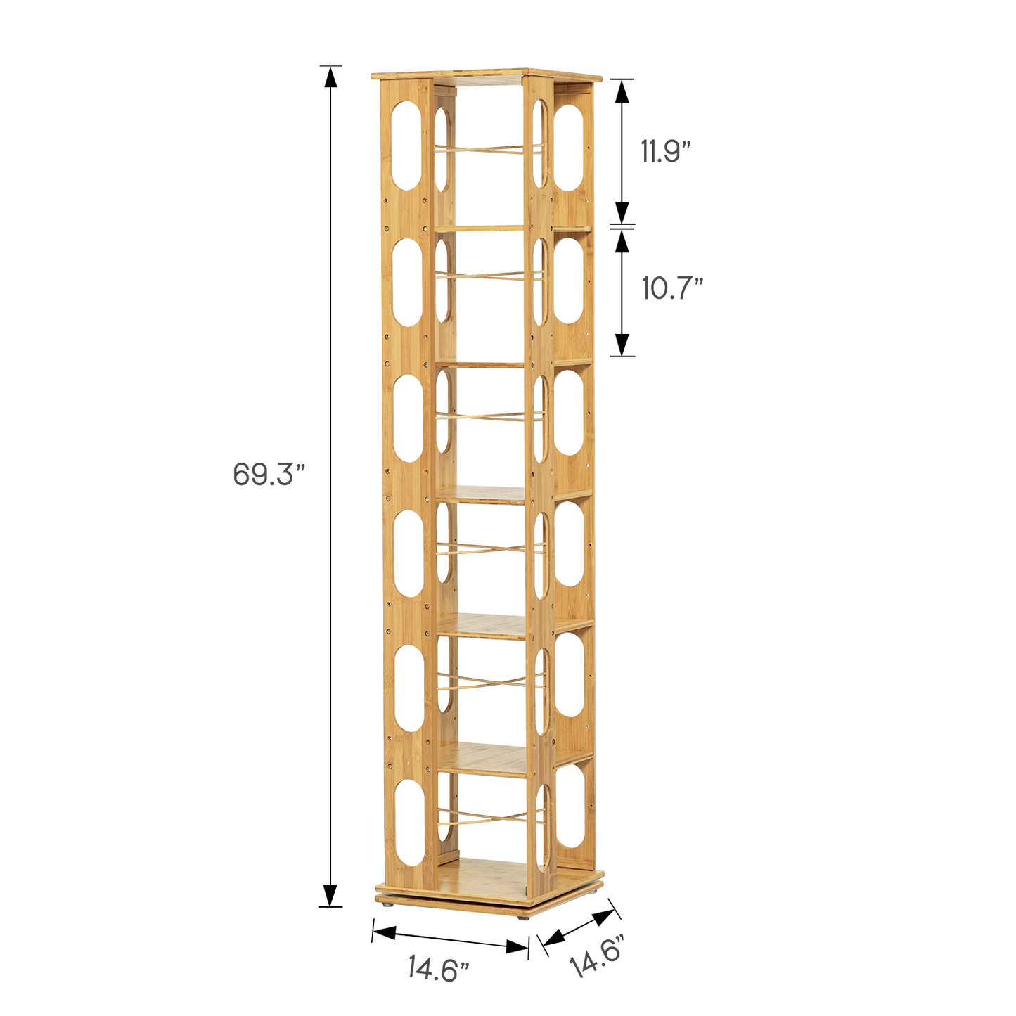 360° Swivel Bookshelf - Oval Hollow Pattern - 15" - Natural