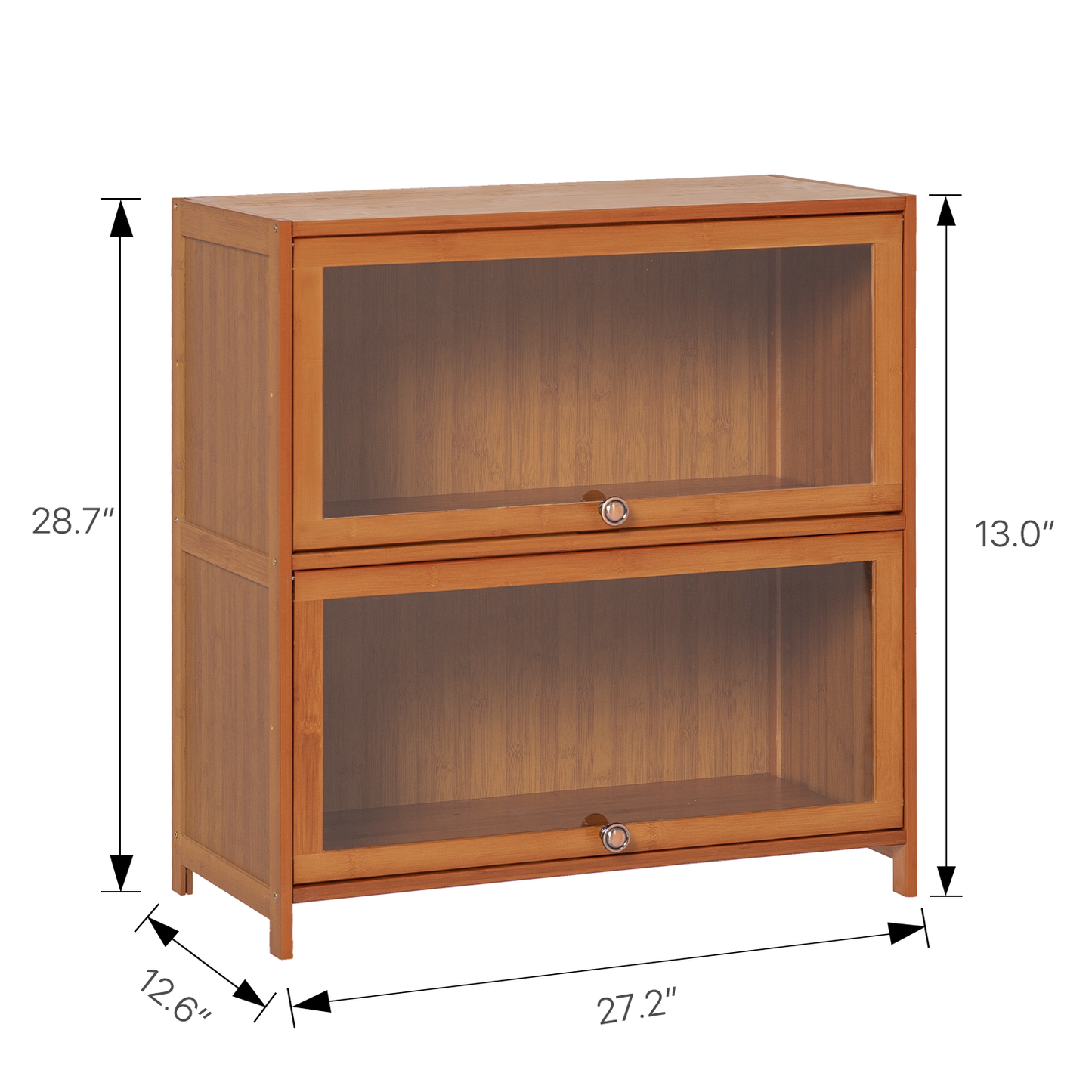 Visible Slide Up Door Bookcase - Bamboo/Acrylic - Brown