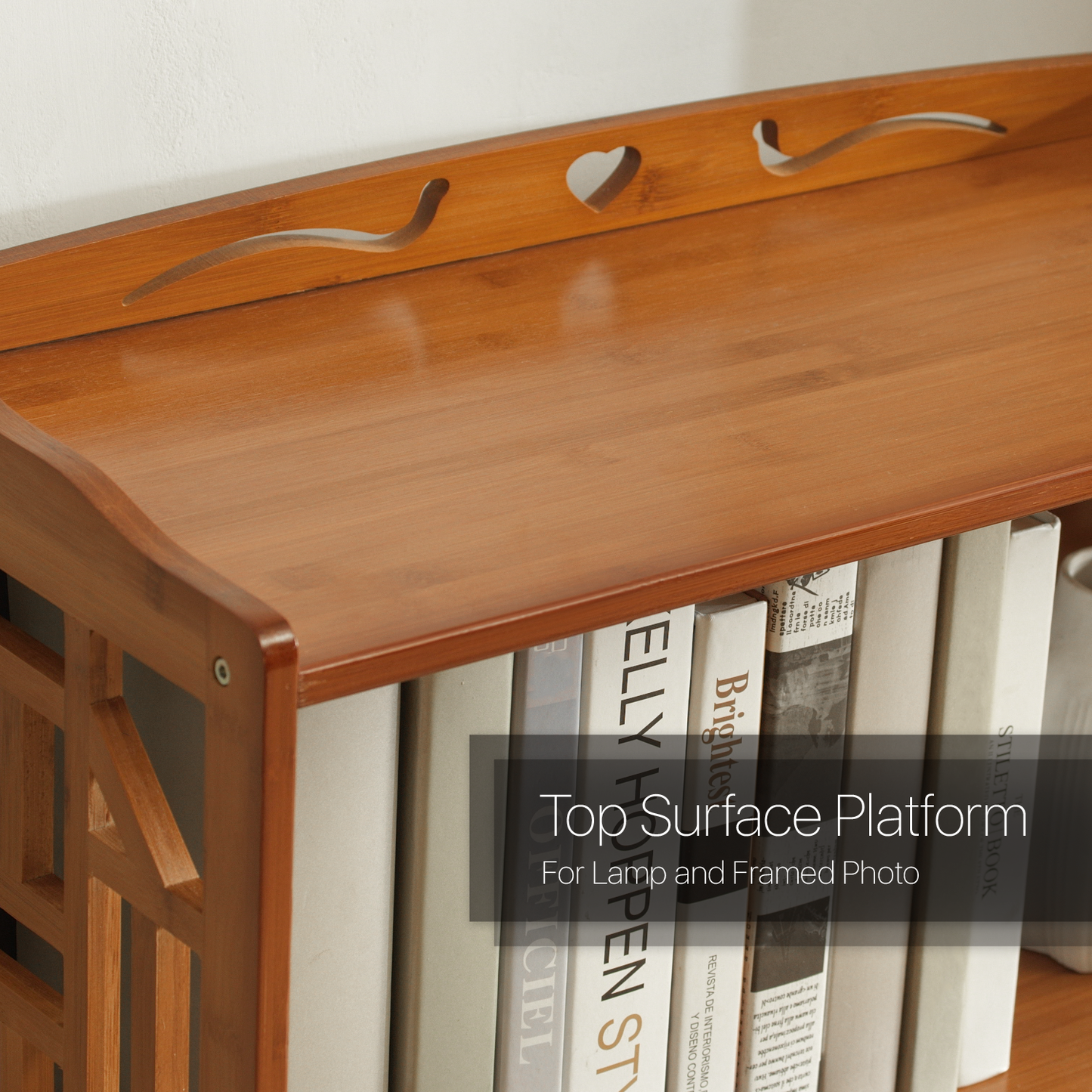 Chinese Hollow Pattern Two-Doors Bookcase - Brown