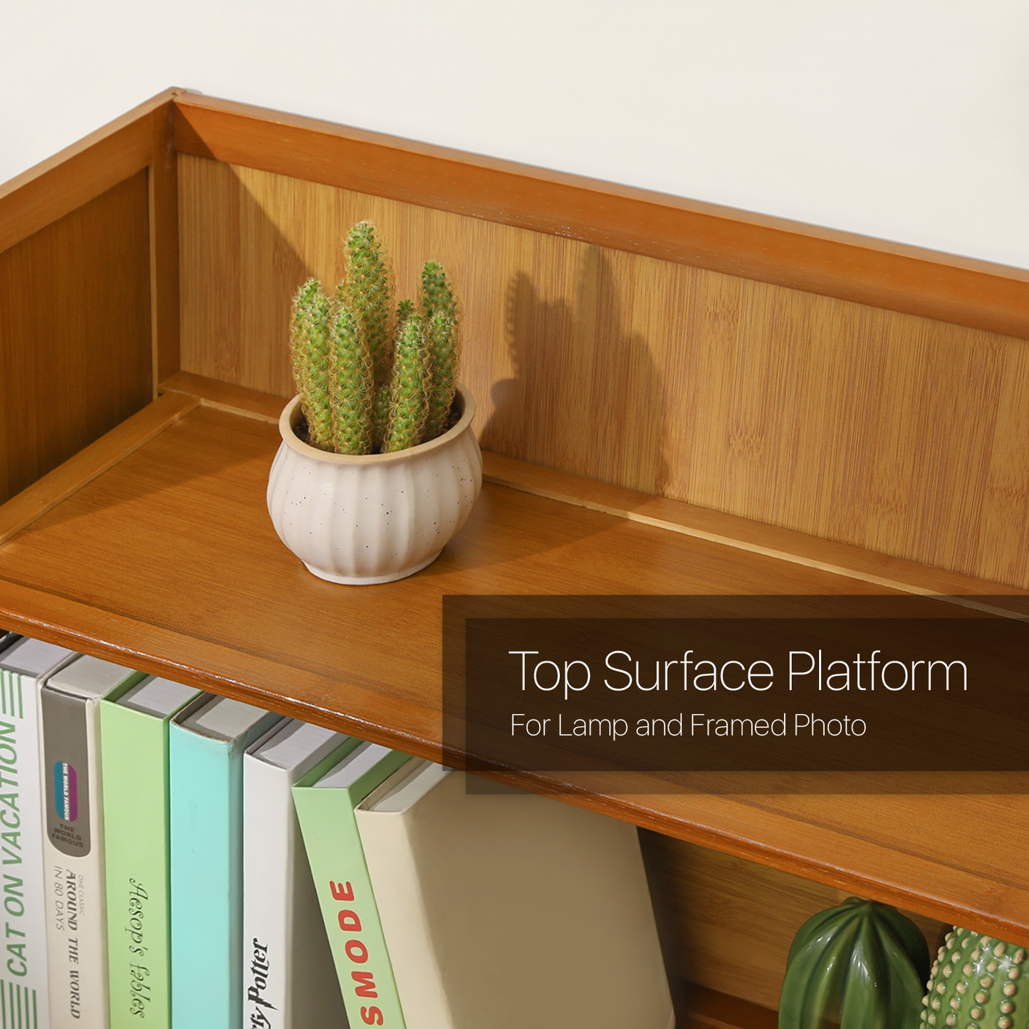 Simplified Multi-Functional Bookshelf - Open Top - with Drawer - 5 Tier - Brown
