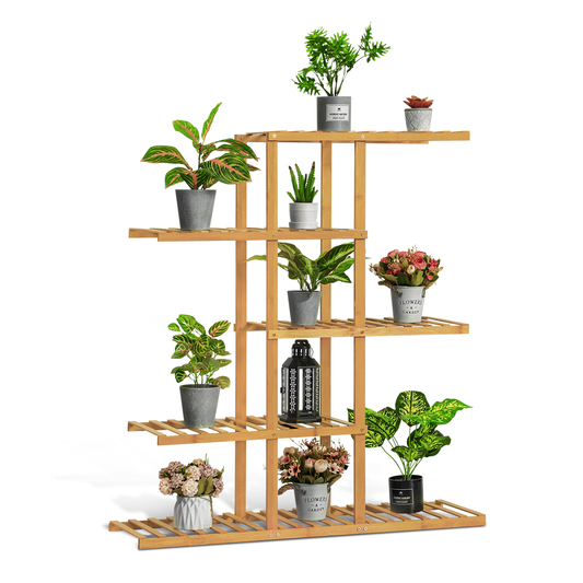 Flower Plant Stand Display Shelf - Zip-Zag Layer - 39" - Natural