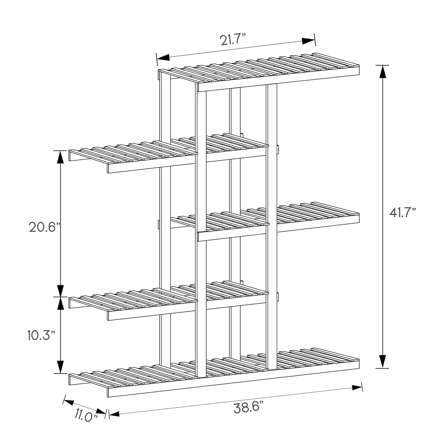 Flower Plant Stand Display Shelf - Zip-Zag Layer - 39" - Natural