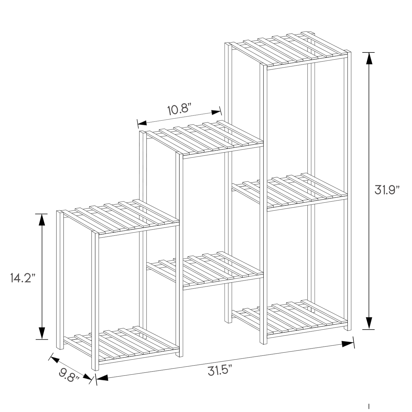 Flower Plant Stand Display Shelf - 7 Potted Plant Holder - Natural
