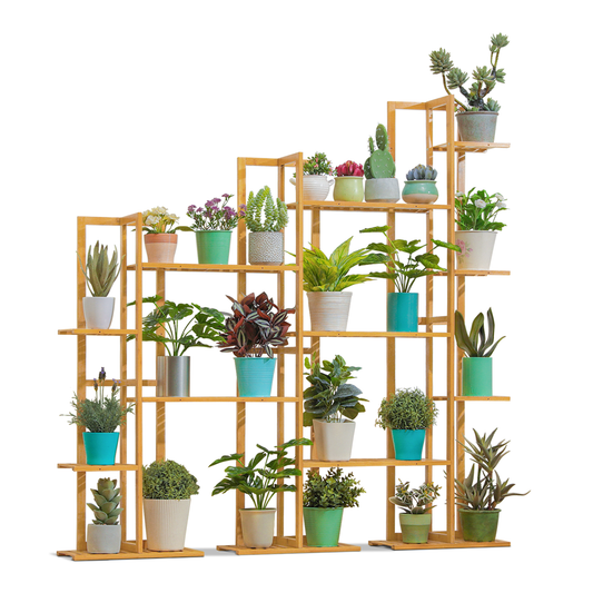 Flower Plant Stand Display Shelf - 21 Potted Plant Holder - Natural