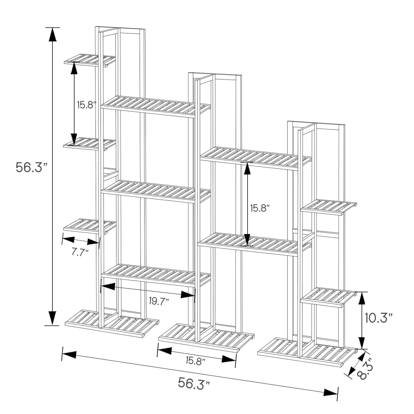 Flower Plant Stand Display Shelf - 21 Potted Plant Holder - Natural
