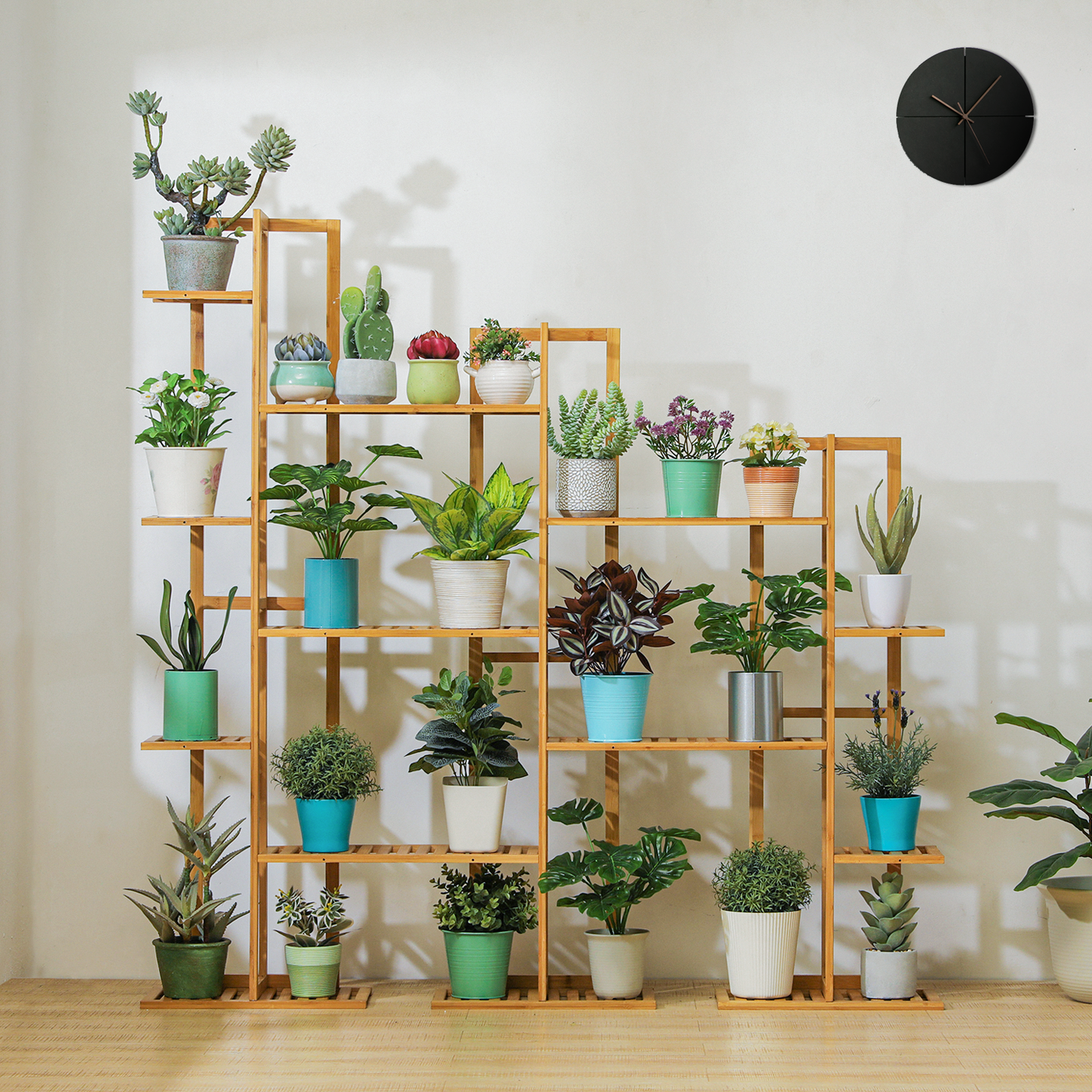 Flower Plant Stand Display Shelf - 21 Potted Plant Holder - Natural