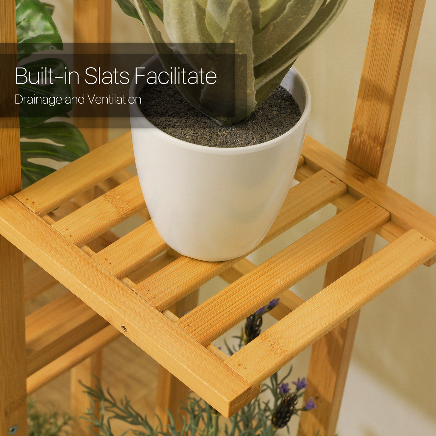 Flower Plant Stand Display Shelf - 21 Potted Plant Holder - Natural