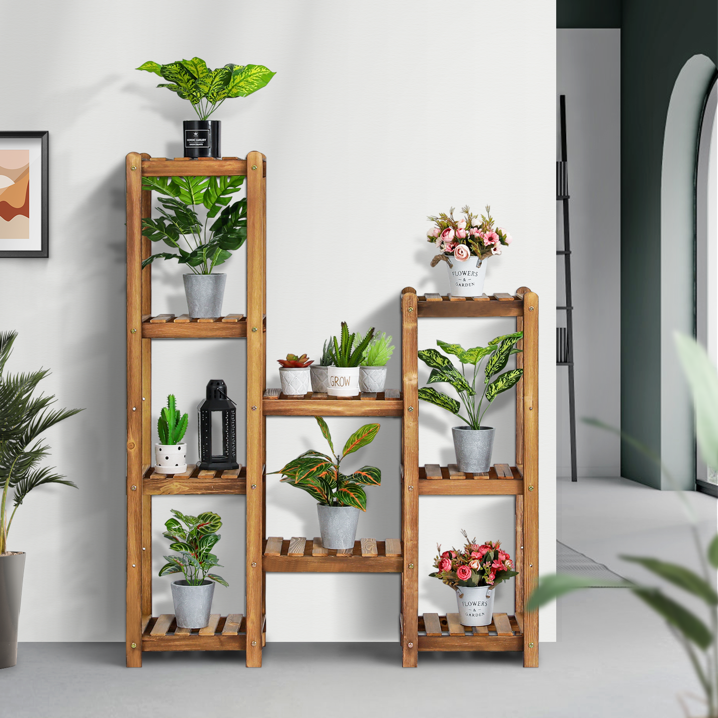 Flower Plant Stand Display Shelf Assembly - Carbonized