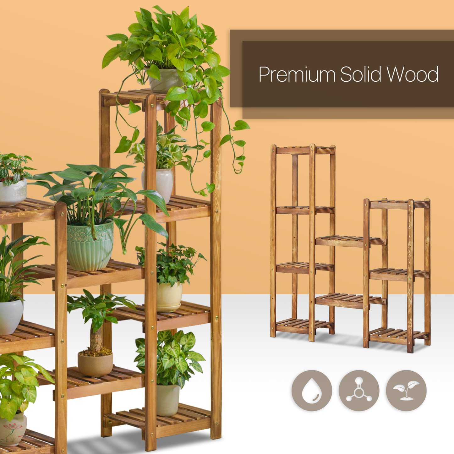 Flower Plant Stand Display Shelf Assembly - Carbonized
