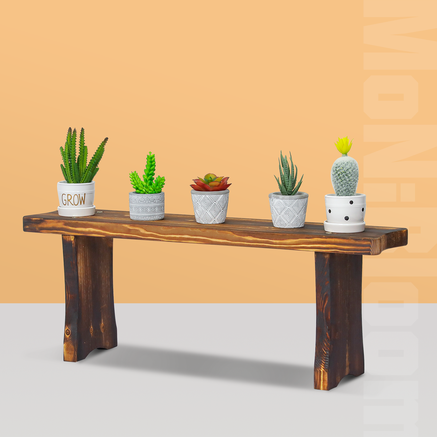 Flower Plant Stand Display Shelf - Bridge Arch Bench - 32" - Carbonized