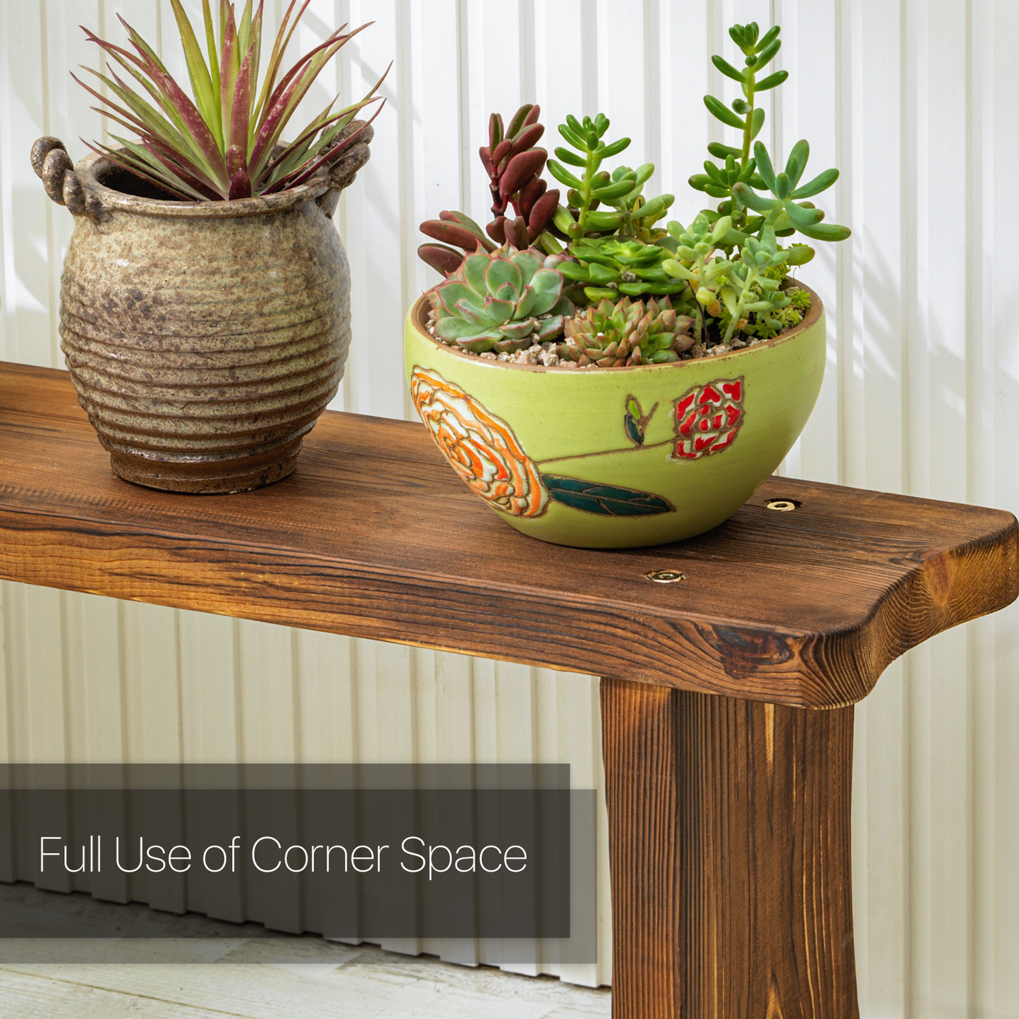 Flower Plant Stand Display Shelf - Bridge Arch Bench - 32" - Carbonized