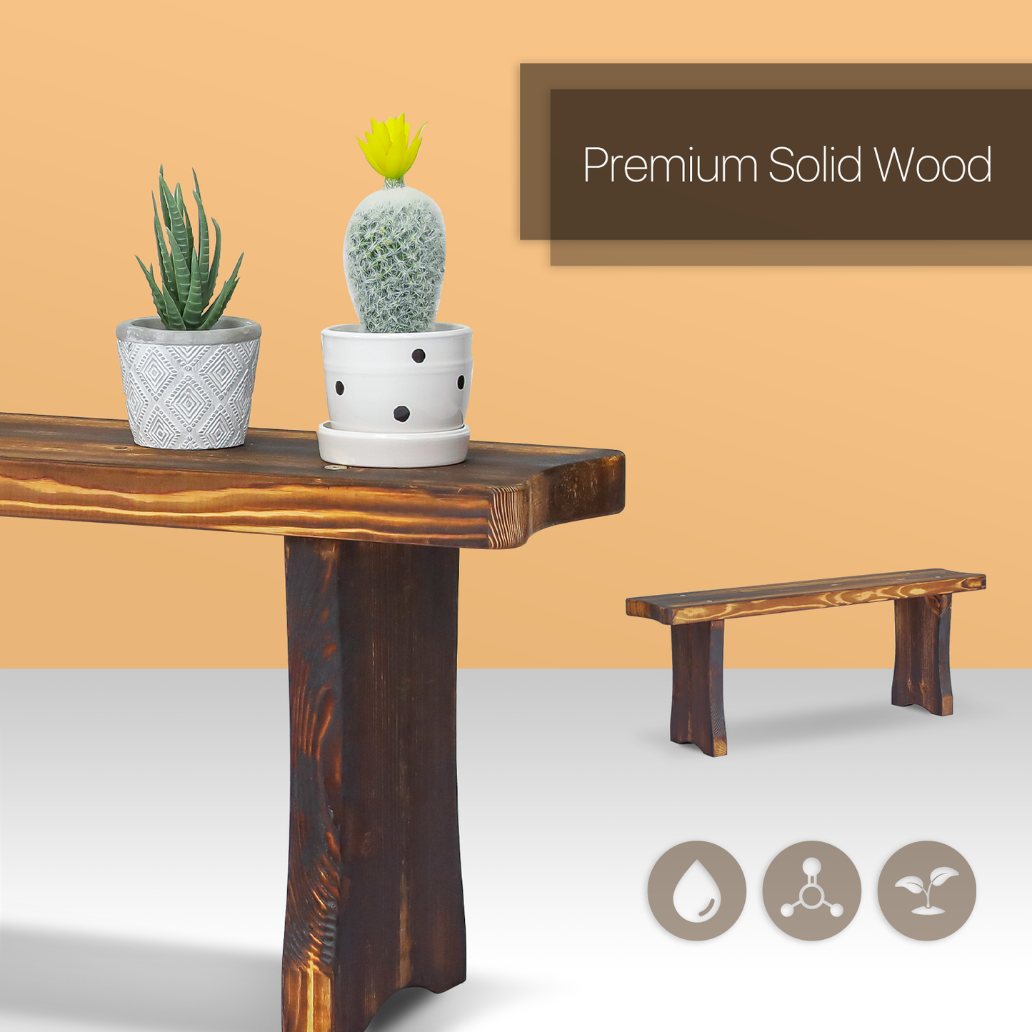 Flower Plant Stand Display Shelf - Bridge Arch Bench - 32" - Carbonized