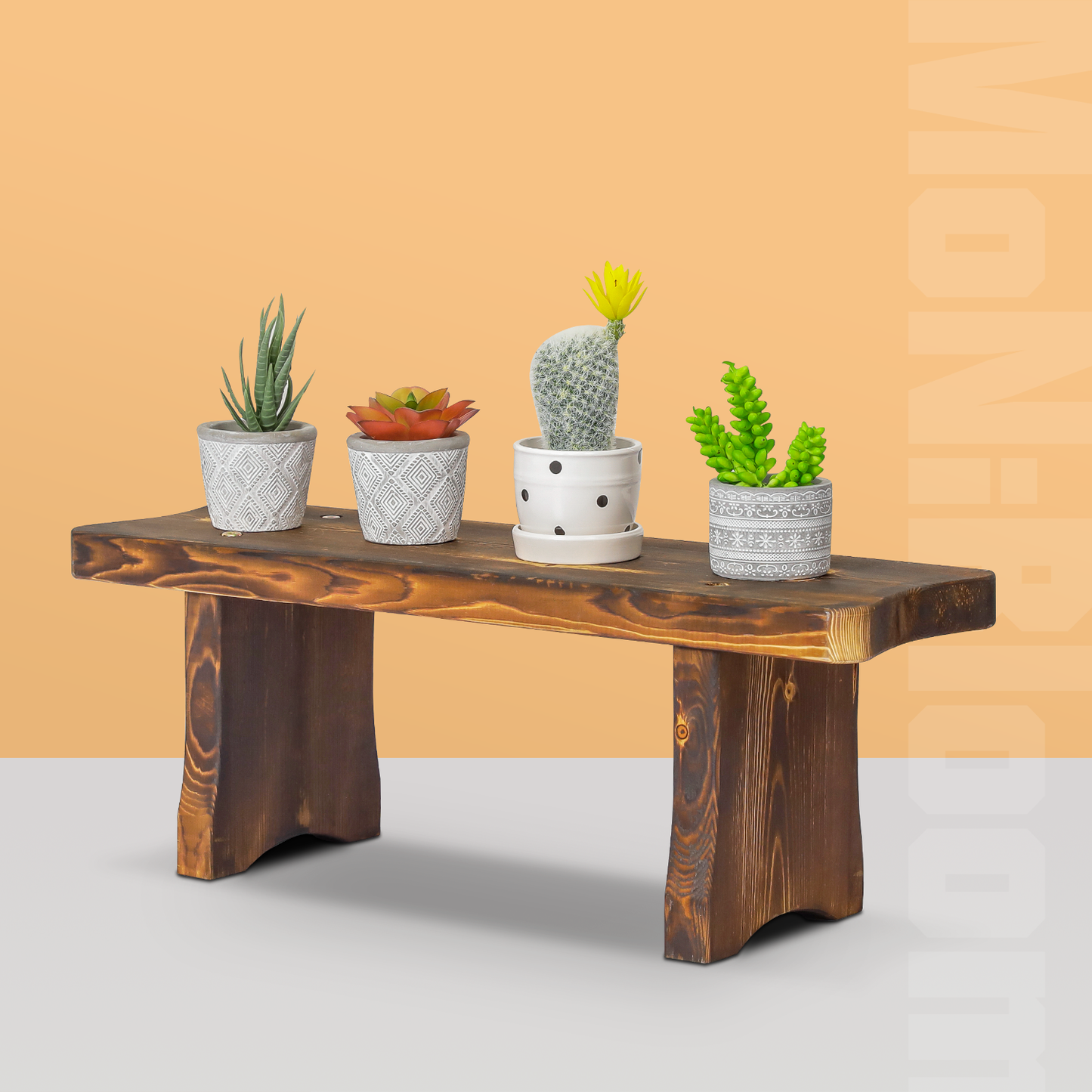 Flower Plant Stand Display Shelf - Bridge Arch Bench - 24" - Carbonized