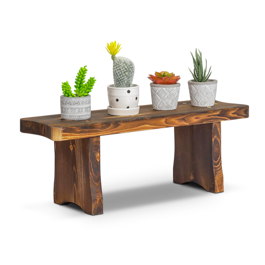 Flower Plant Stand Display Shelf - Bridge Arch Bench - 24" - Carbonized