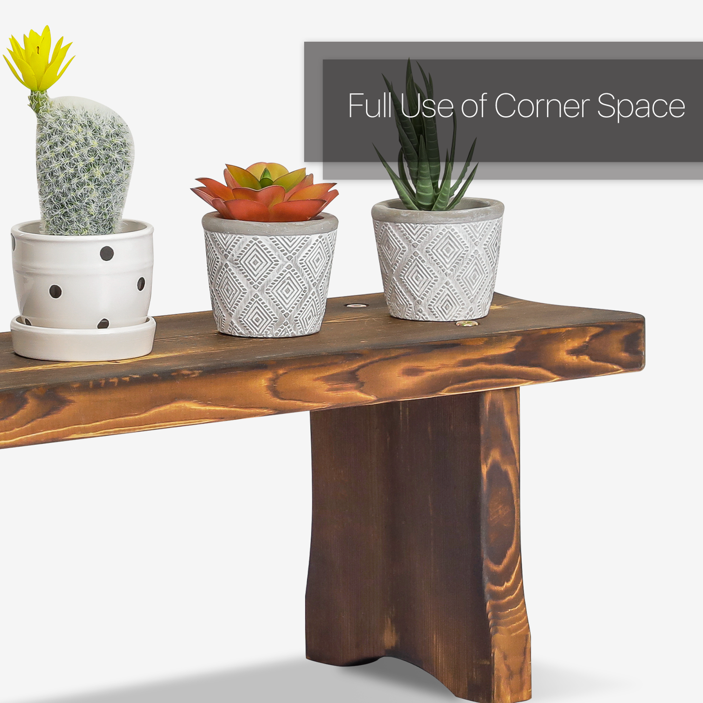 Flower Plant Stand Display Shelf - Bridge Arch Bench - 24" - Carbonized