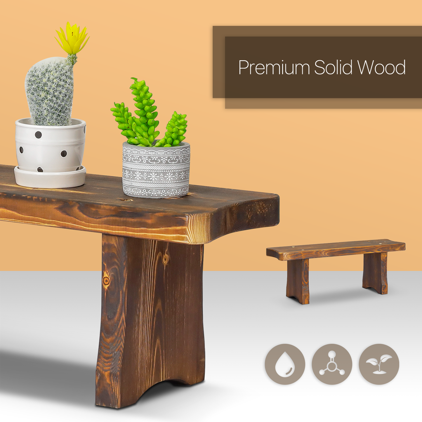 Flower Plant Stand Display Shelf - Bridge Arch Bench - 24" - Carbonized