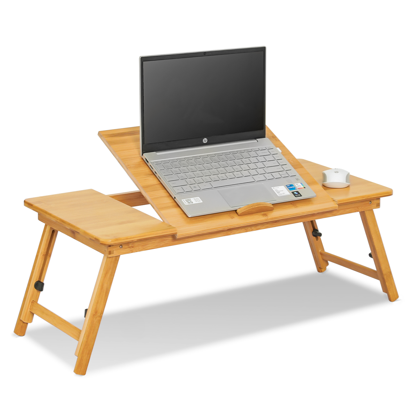 Laptop Desk Bed Table with Tilting Top - Adjustable Height - Natural