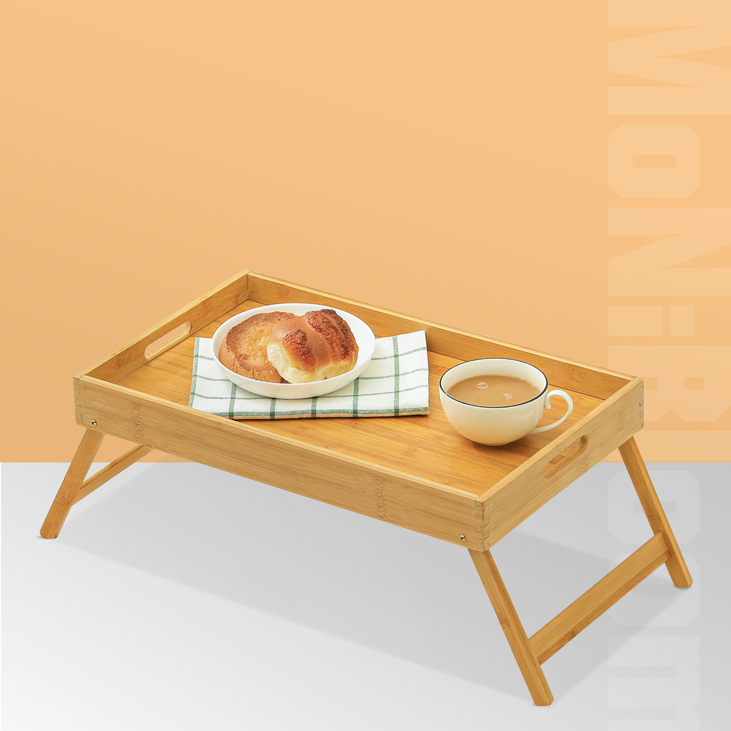 Foldable Breakfast Serving Tray Bed Table - Natural