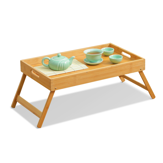 Foldable Breakfast Serving Tray Bed Table - Natural