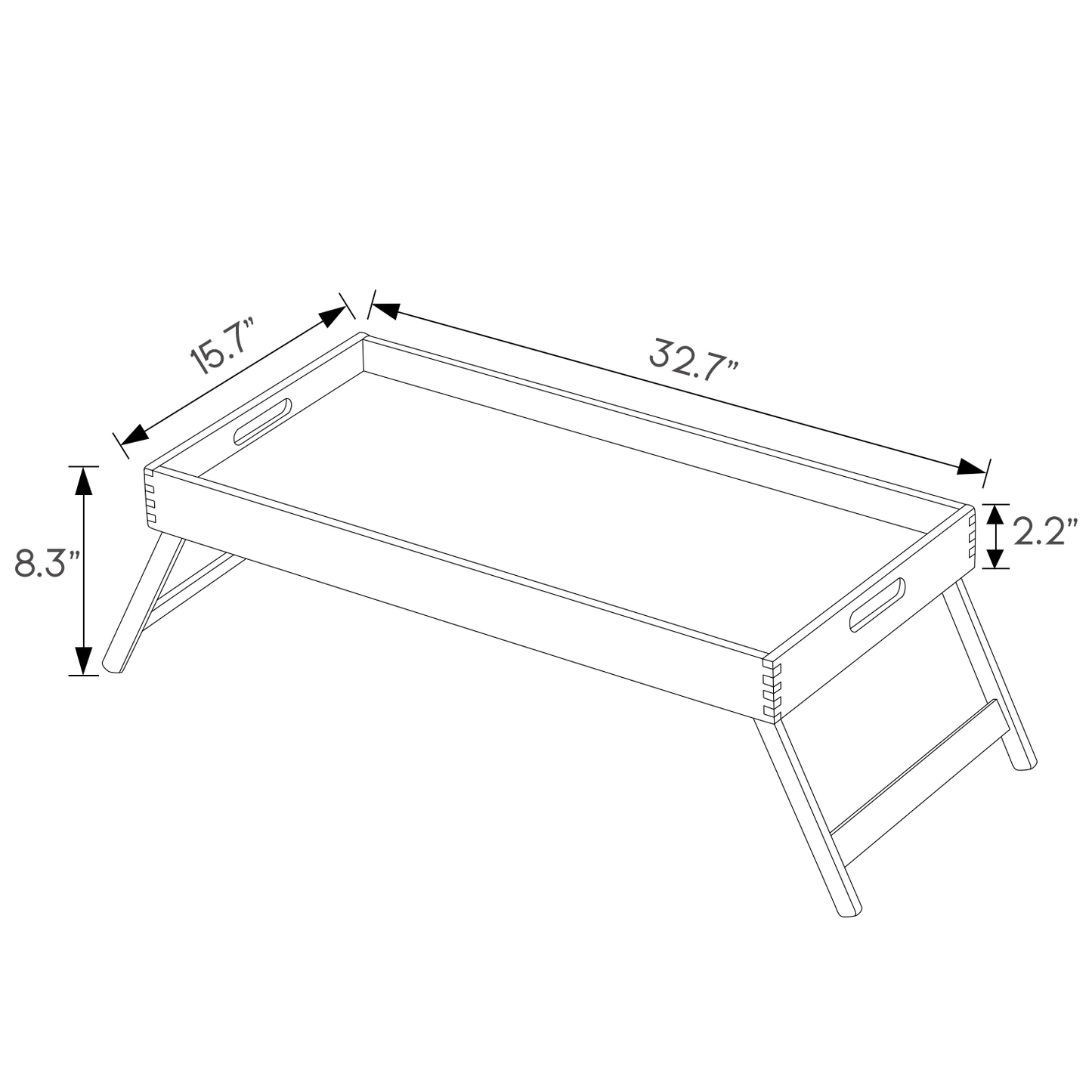 Foldable Breakfast Serving Tray Bed Table - Natural