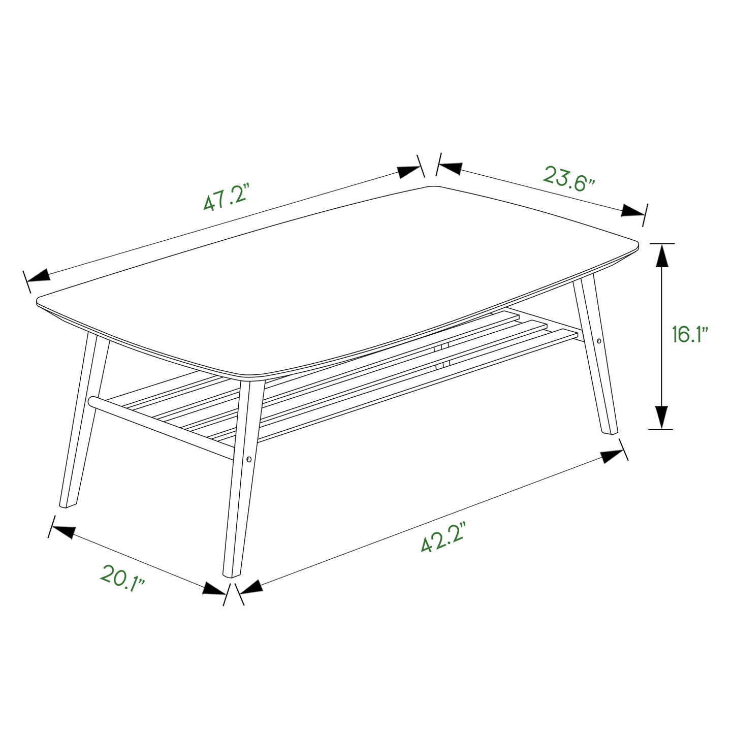Simple Coffee Table - with Storage Shelf - 48" - Natural