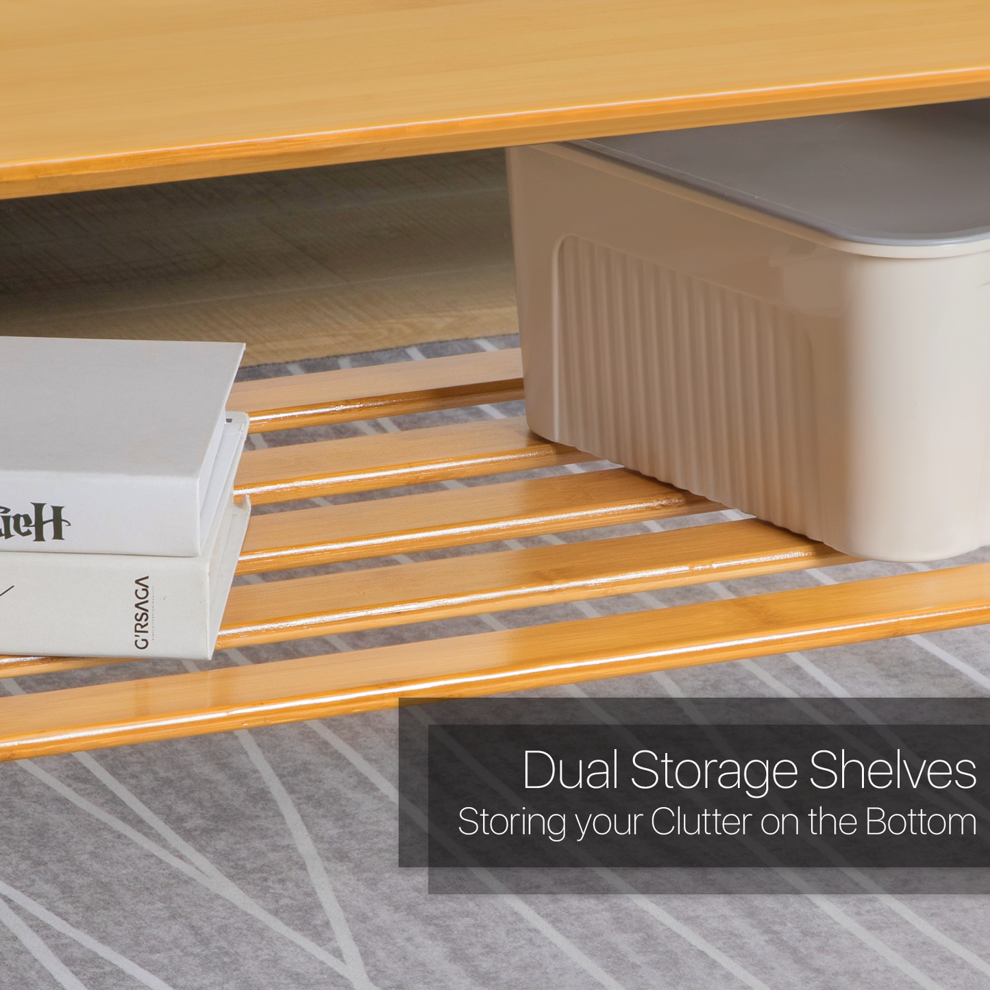 Simple Coffee Table - with Storage Shelf - 48" - Natural