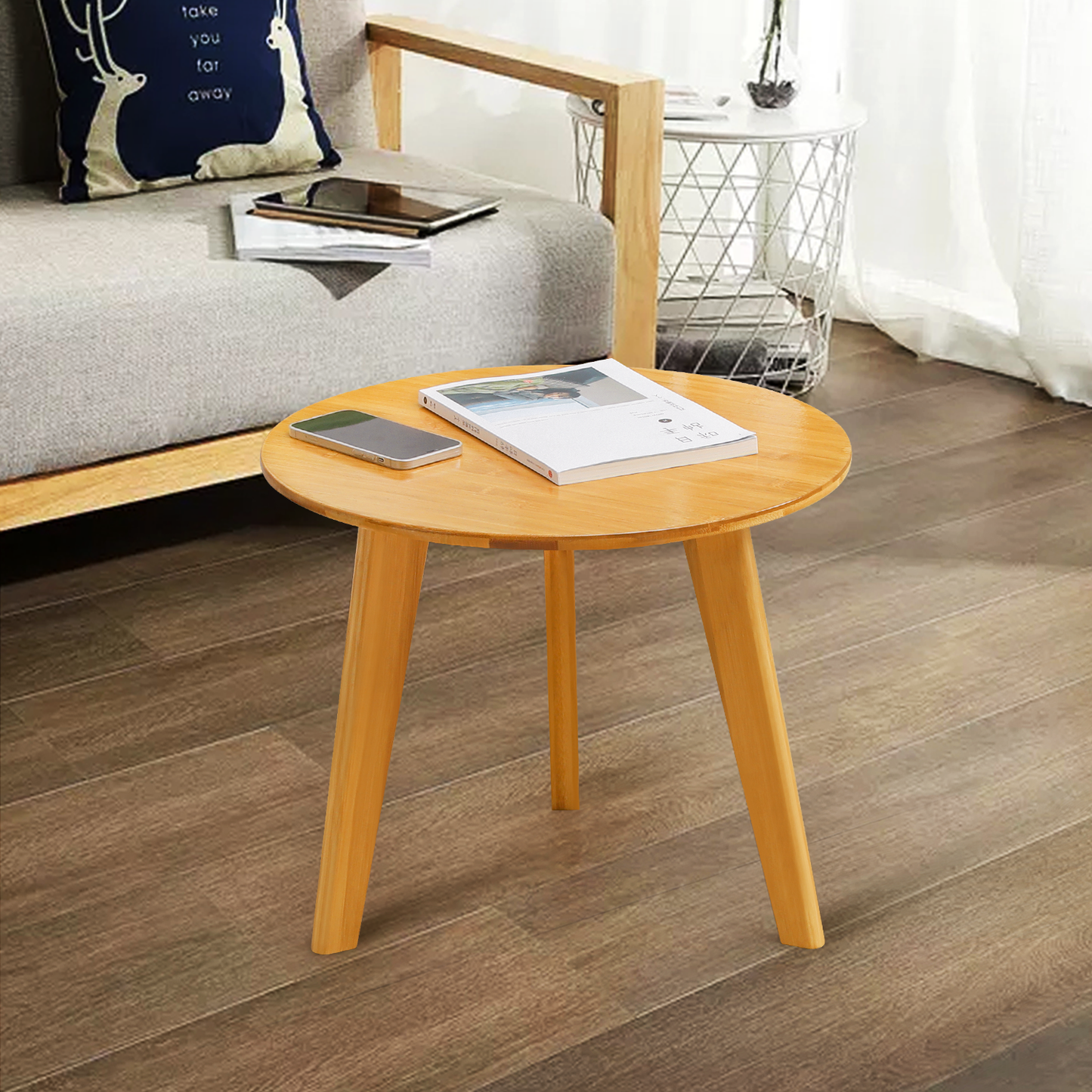 Round Shape End Table - Natural