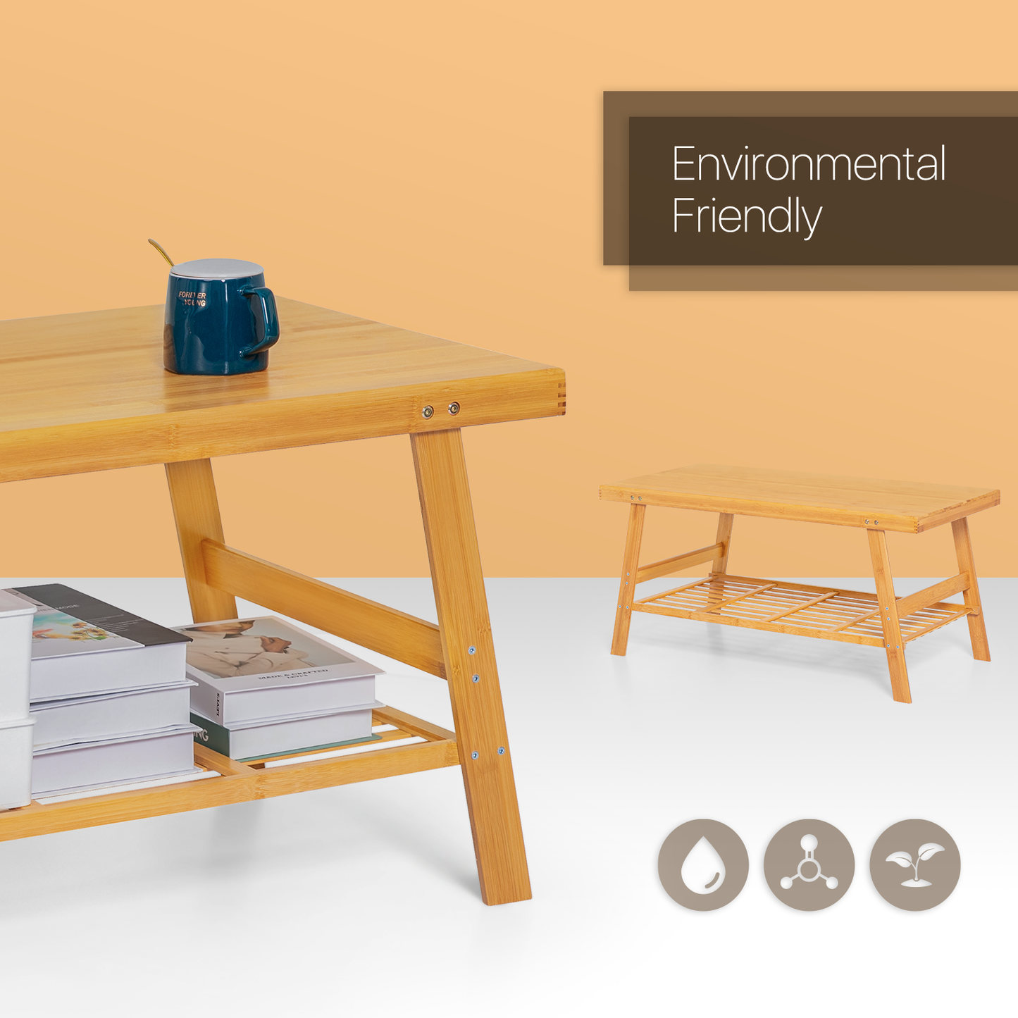 Rectangular Dual Tier Coffee Table - Natural