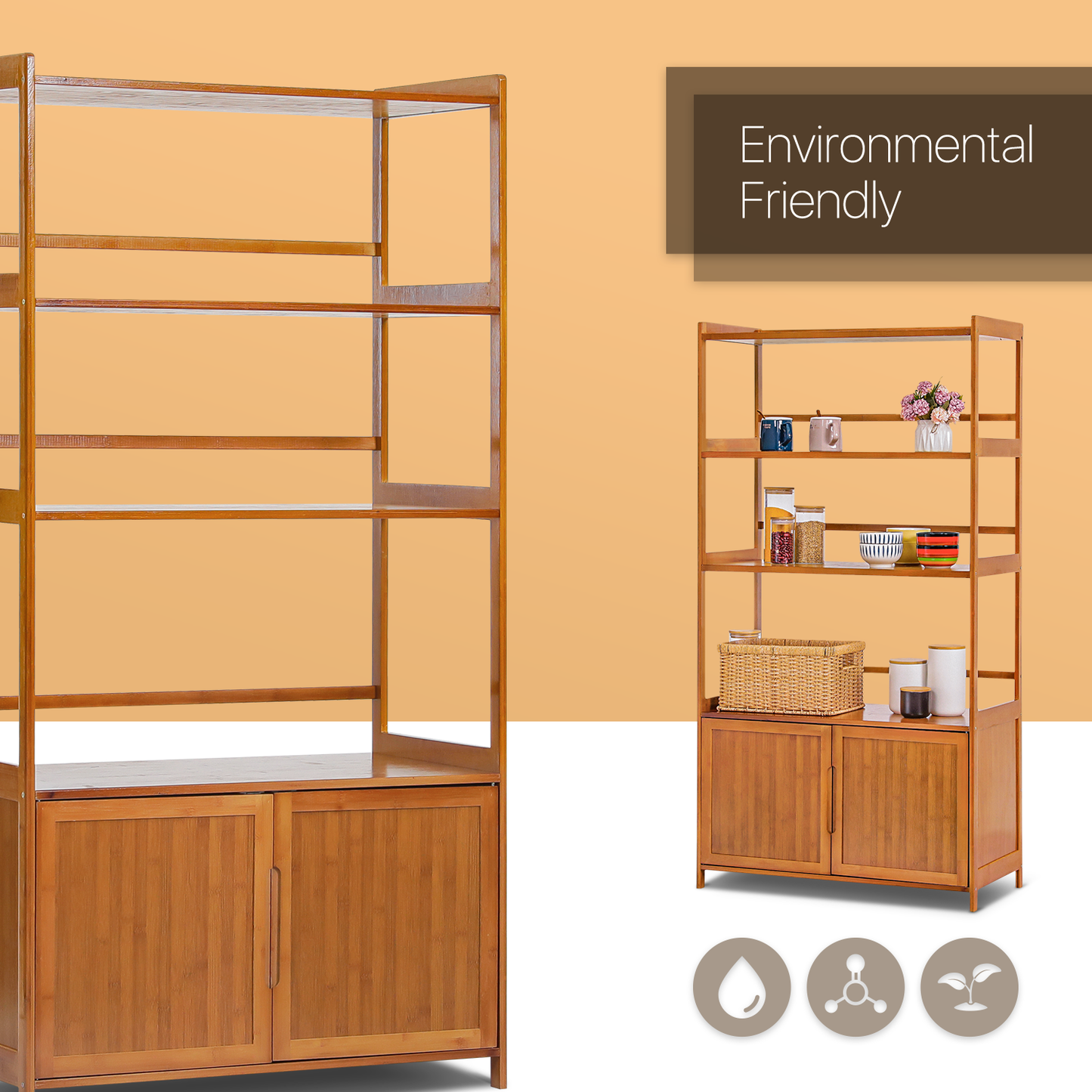 Freestanding Kitchen Cupboard - Bottom Storage Sideboard - 32" - Brown