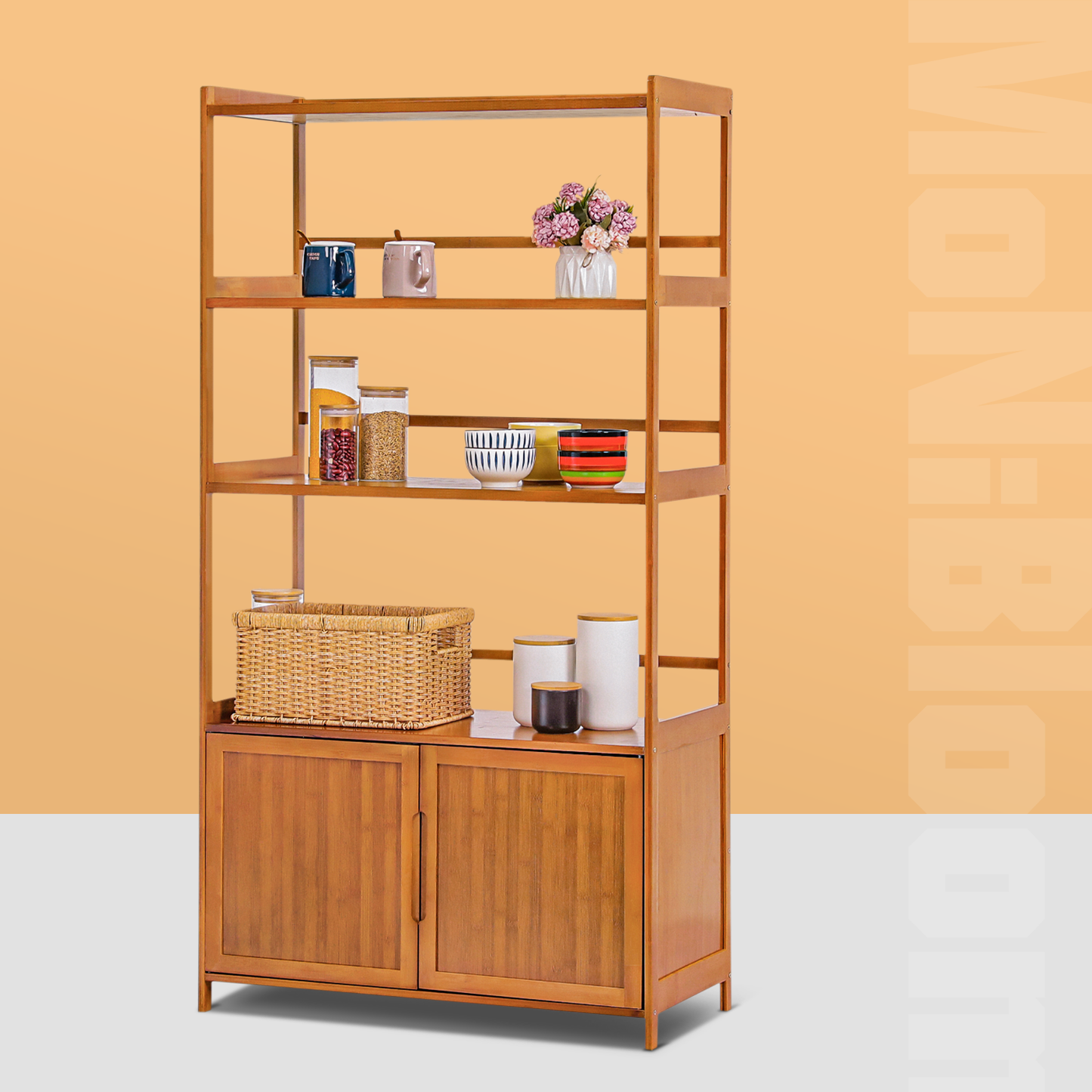 Freestanding Kitchen Cupboard - Bottom Storage Sideboard - 32" - Brown