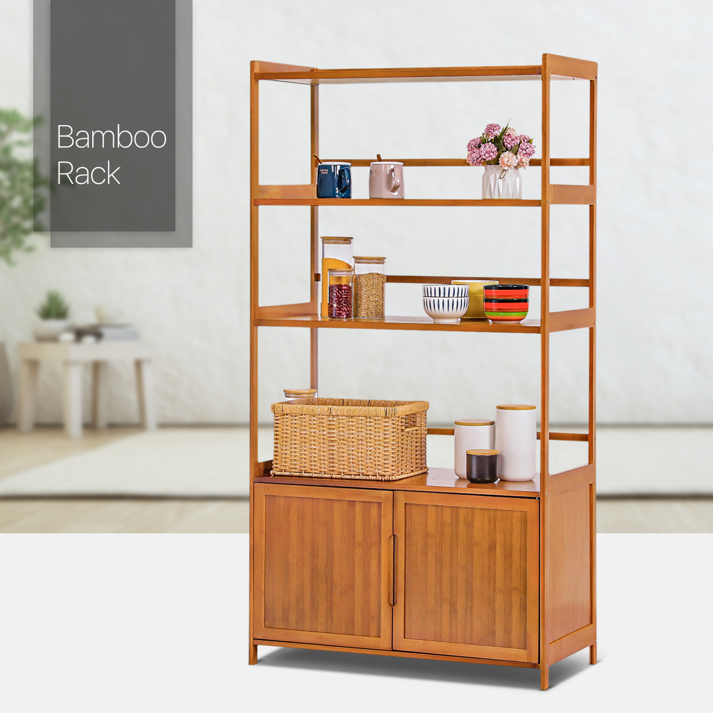 Freestanding Kitchen Cupboard - Bottom Storage Sideboard - 32" - Brown