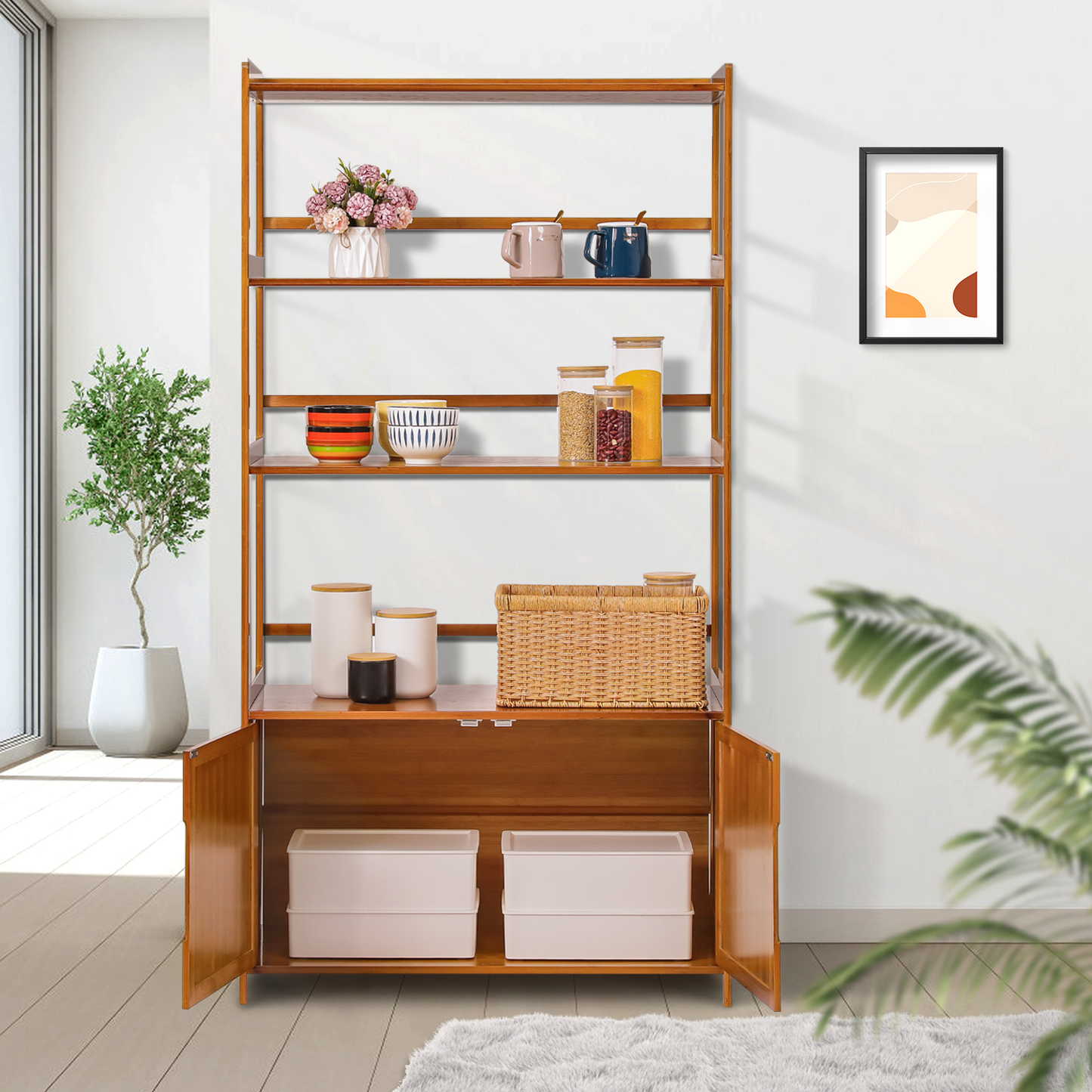 Freestanding Kitchen Cupboard - Bottom Storage Sideboard - 32" - Brown