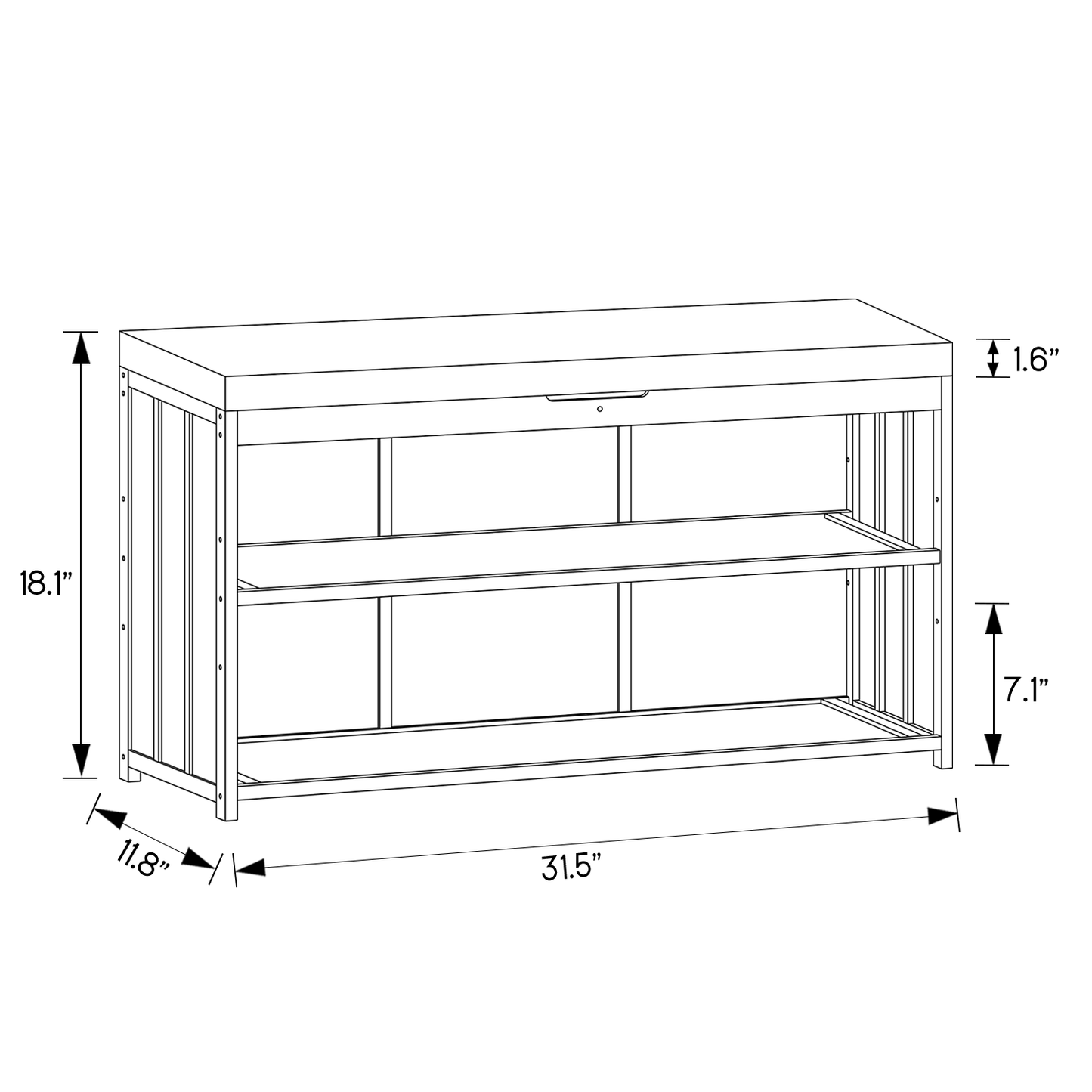 Shoe Rack Organizer Cabinet - Changing Bench - with Upholstered Flip-Open Storage - 2 Tier - Brown