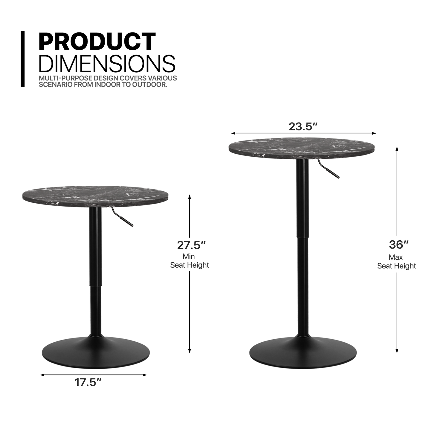 Adjustable Counter Height Pub Bar Table