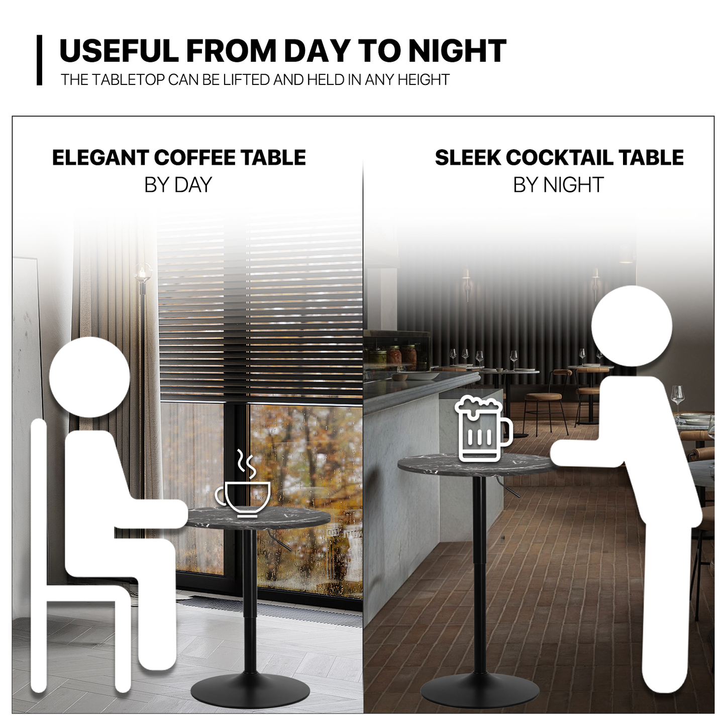 Adjustable Counter Height Pub Bar Table