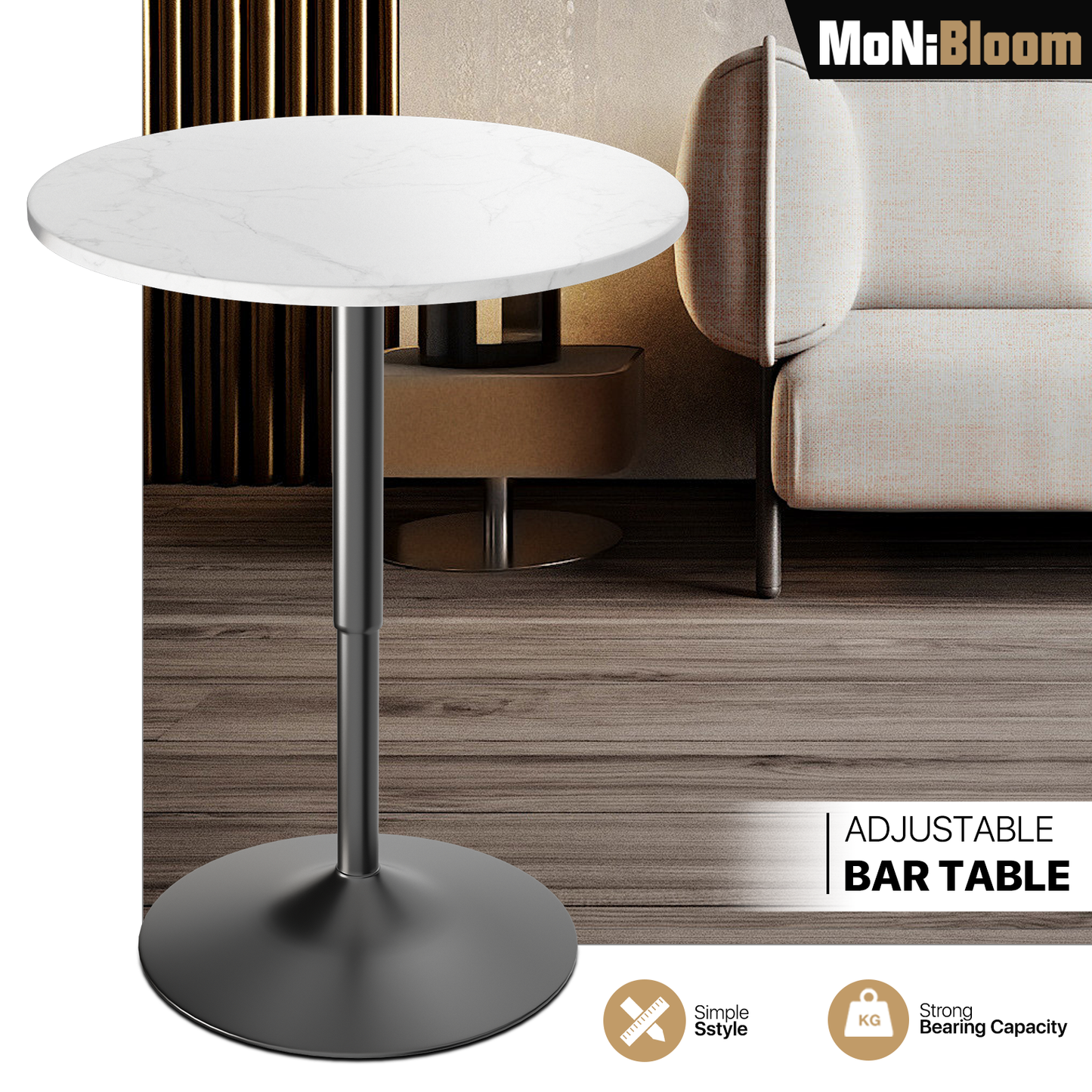 Adjustable Counter Height Pub Bar Table