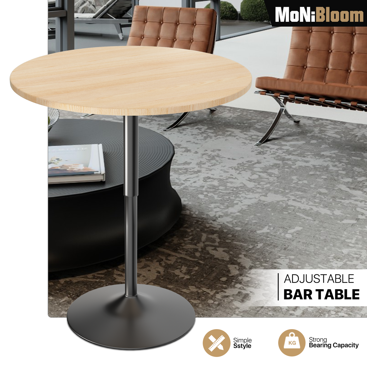 Adjustable Height Bar Table - 27.5" to 36"