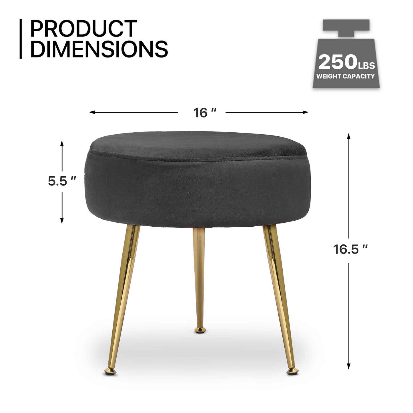 Modern Velvet Upholstered Tufted Make Up Stool