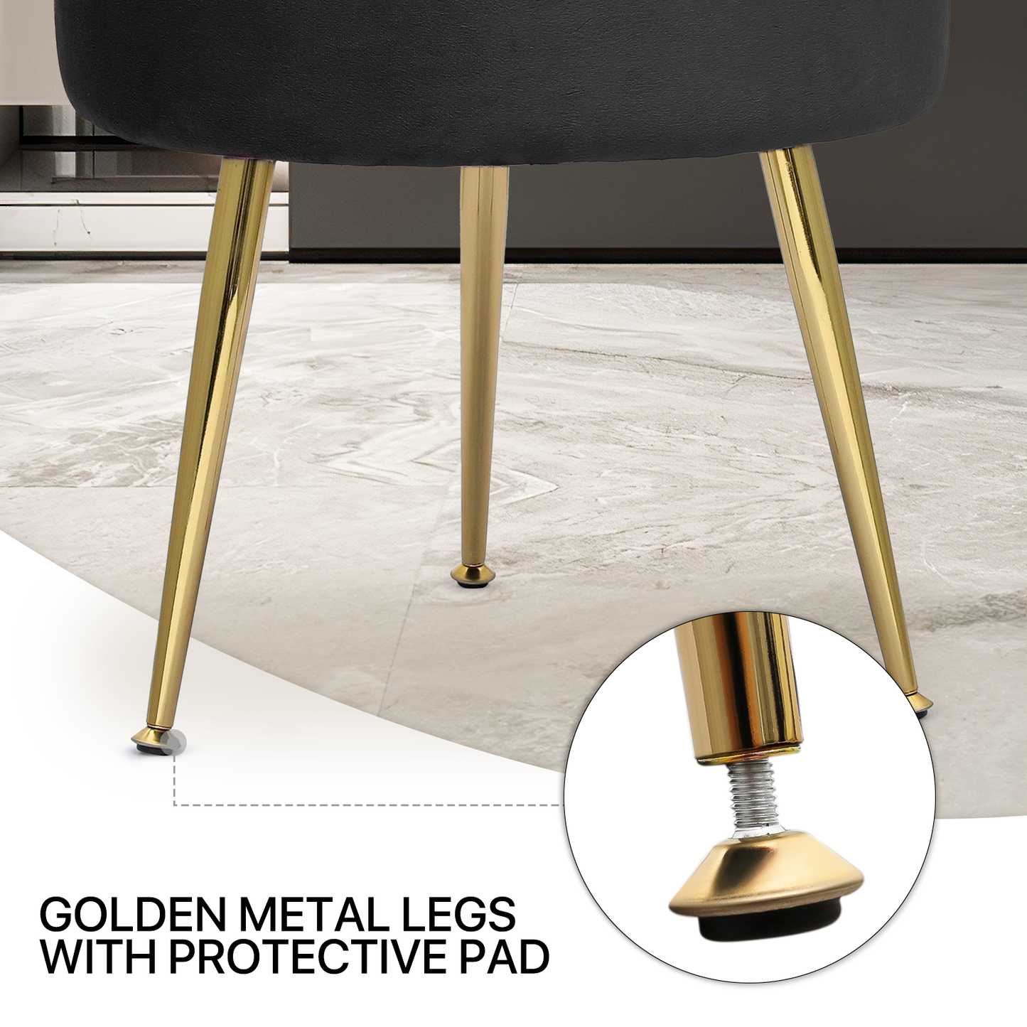 Modern Velvet Upholstered Tufted Make Up Stool
