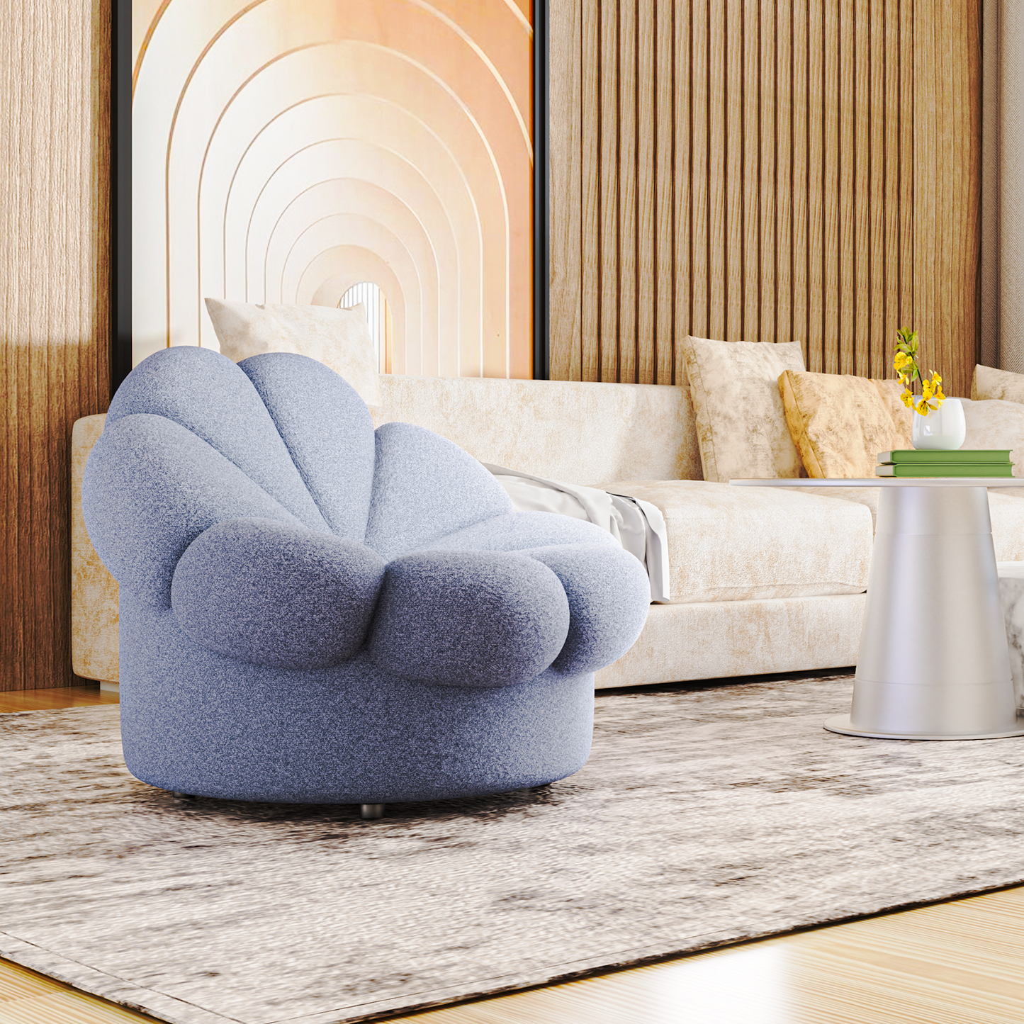 Upholstered Floor Lazy Sofa Couch Gaming Seat - Blooming Flower Shape